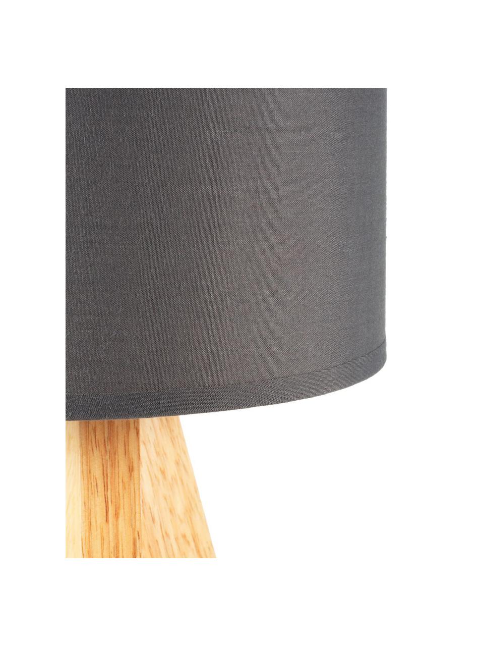 Lampada da comodino con base in legno Woody Love, Paralume: tessuto, Base della lampada: legno, Grigio scuro, legno, Ø 19 x Alt. 37 cm