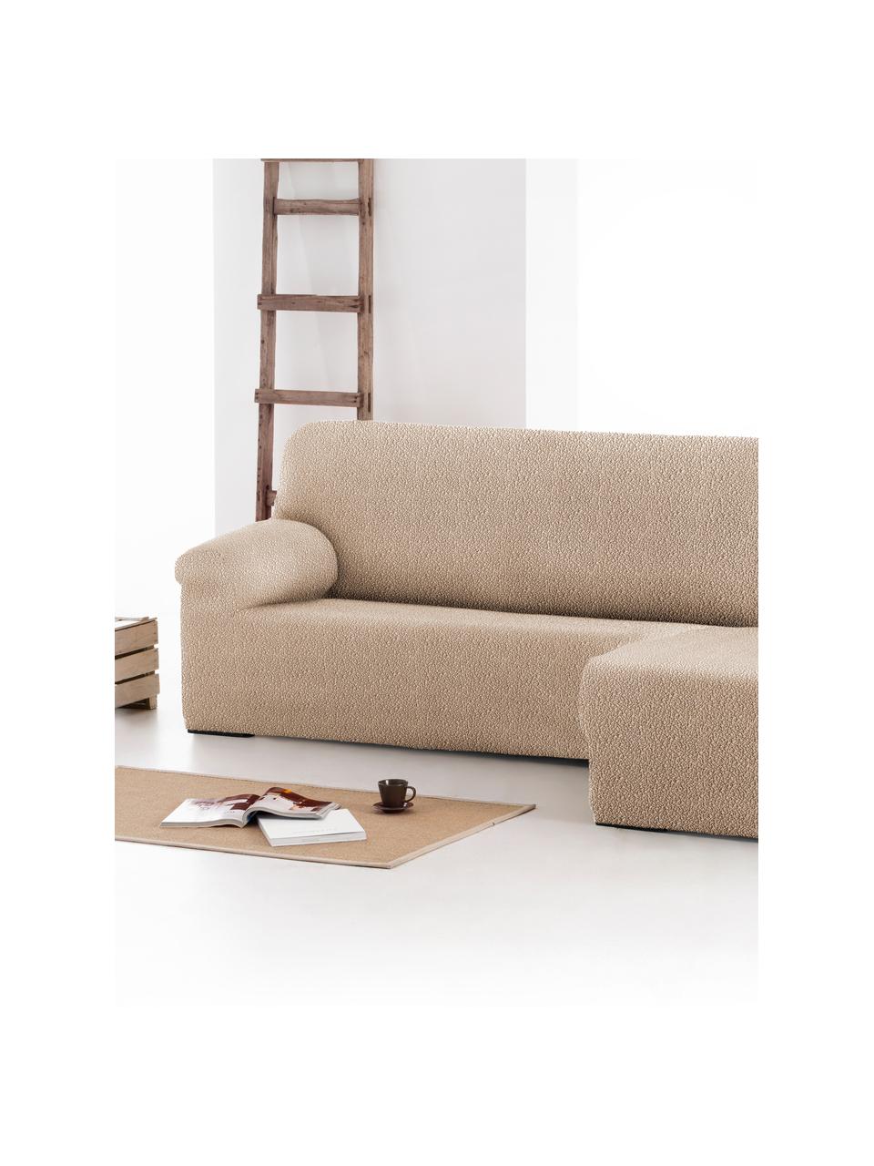 Funda de sofá rinconero Roc, 55% poliéster, 35% algodón, 10% elastómero, Beige, An 360 x F 180 cm, chaise longue derecha