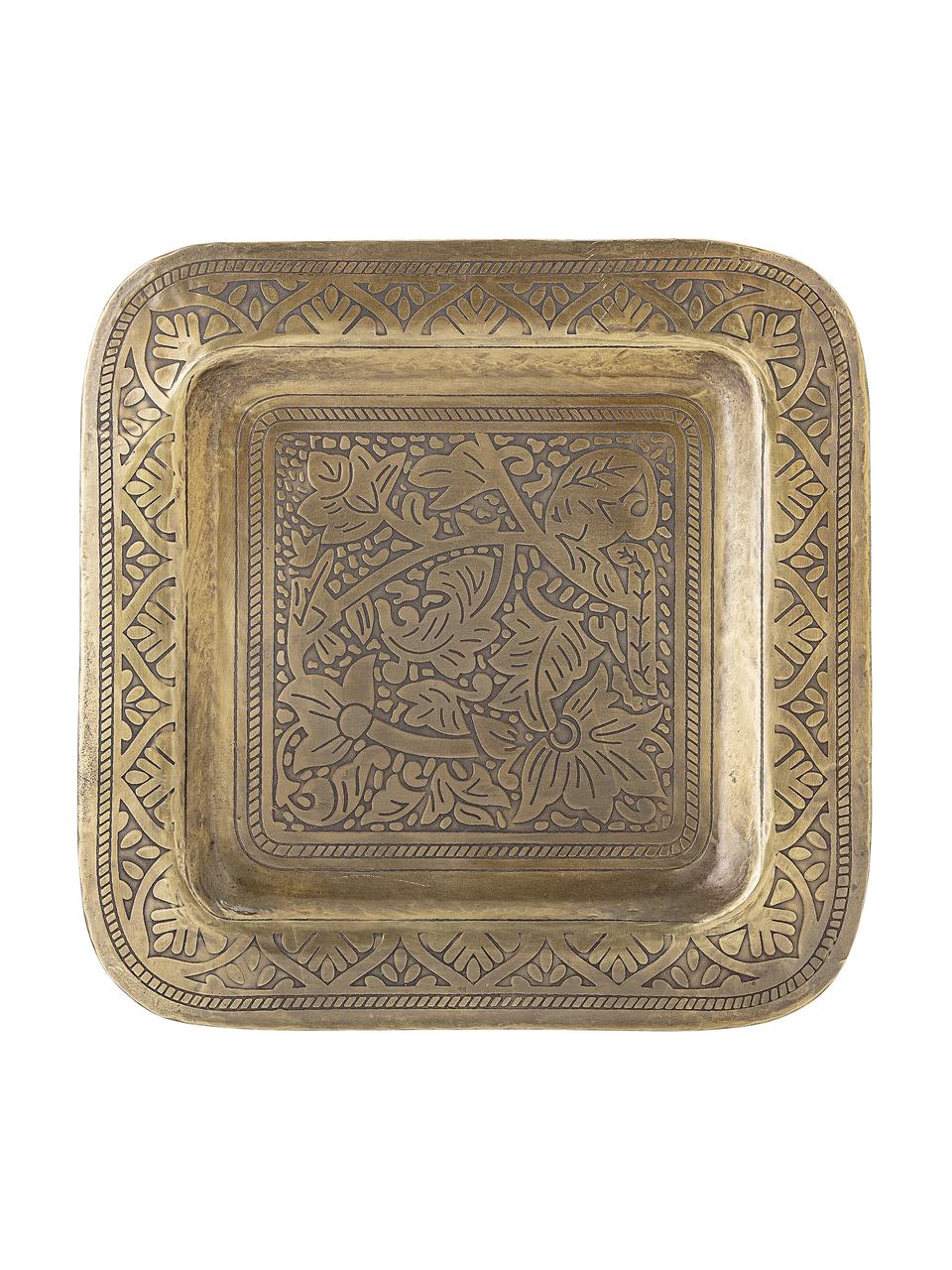 Vassoio decorativo in metallo Collo, Metallo rivestito, Ottonato, Larg. 29 x Prof. 29 cm