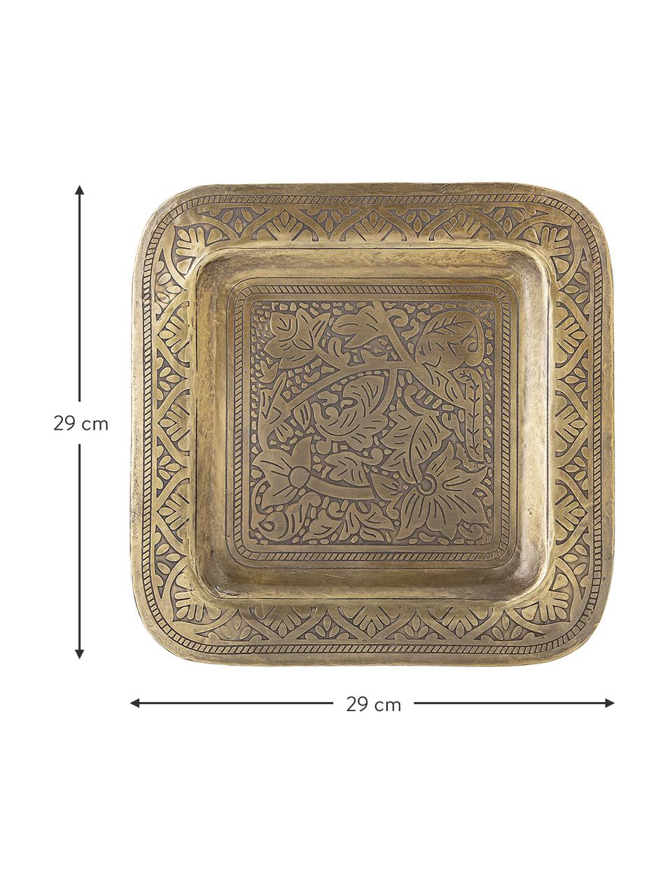 Dekorativní tác z kovu Collo, Potažený kov, Mosazná, Š 29 cm, H 29 cm