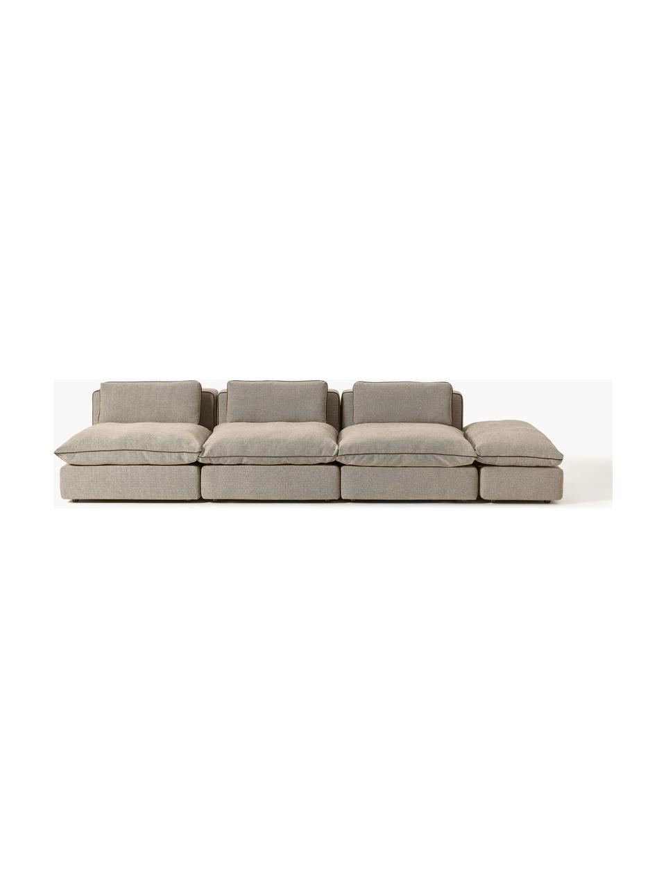 Modulares XL-Sofa Felix (3-Sitzer) mit Hocker, Bezug: 100 % Polyester Der strap, Gestell: Massives Kiefern- und Fic, Webstoff Greige, B 360 x T 140 cm