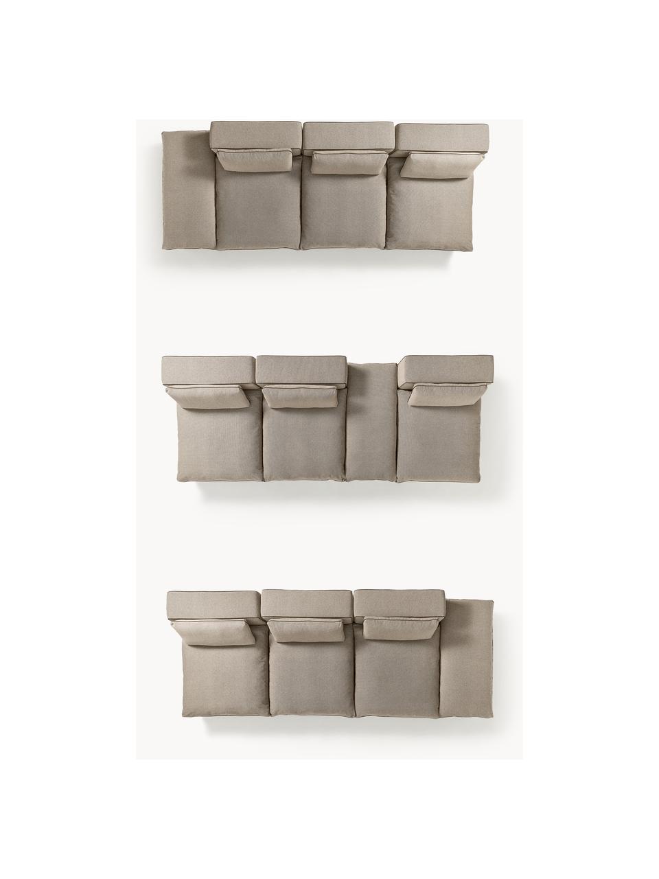 Modulares XL-Sofa Felix (3-Sitzer) mit Hocker, Bezug: 100 % Polyester Der strap, Gestell: Massives Kiefern- und Fic, Füße: Kunststoff Dieses Produkt, Webstoff Greige, B 360 x T 140 cm