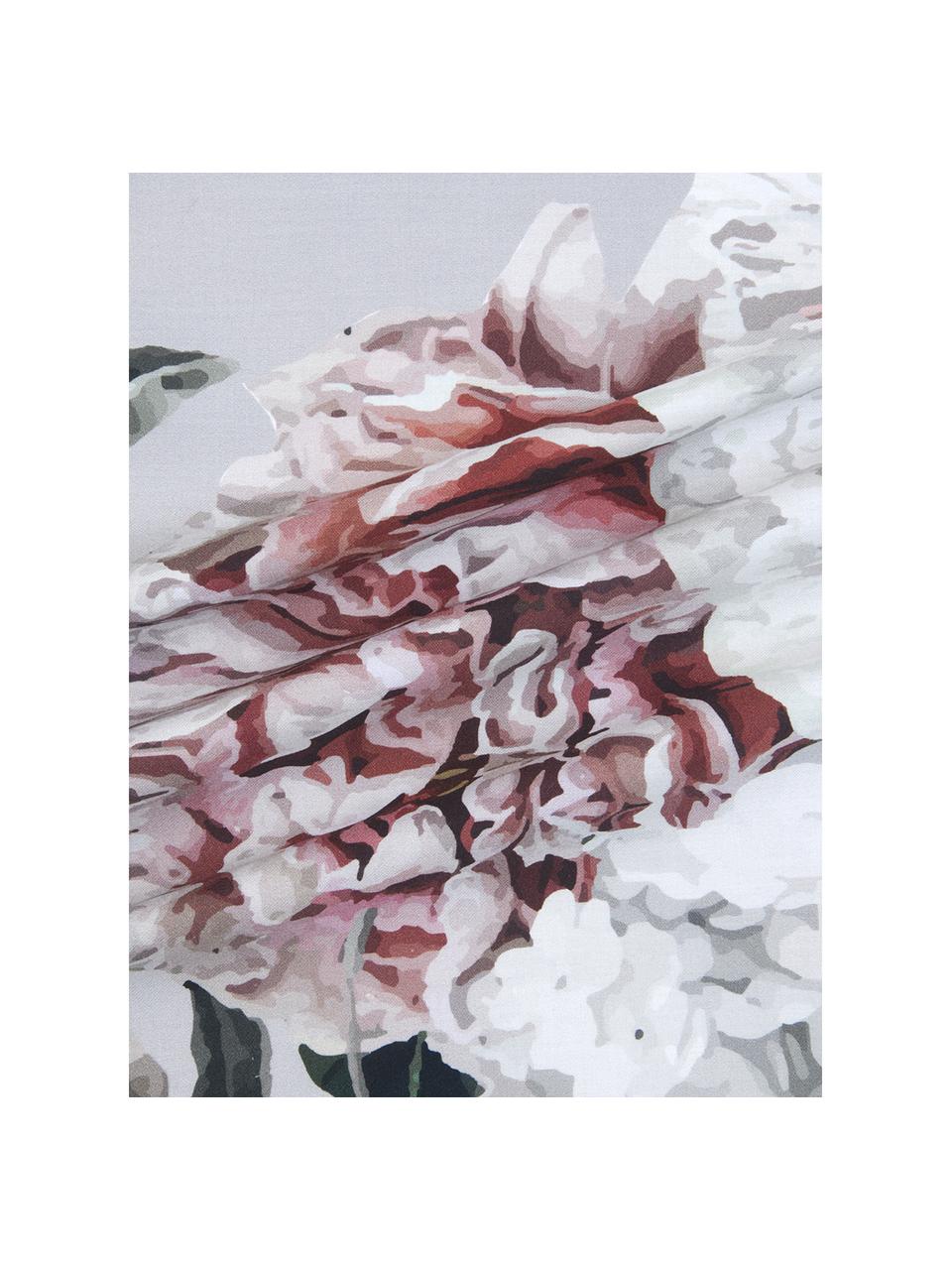Taies d'oreiller en satin de coton Blossom, 2 pièces, Gris clair, multicolore, larg. 65 x long. 65 cm
