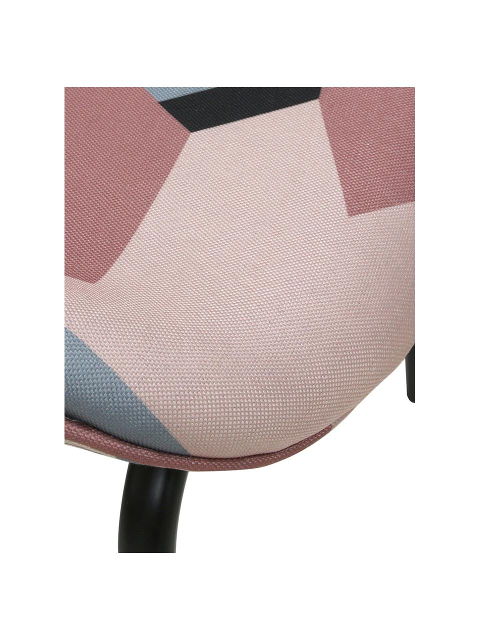Gestoffeerde stoelen Dining, 2 stuks, Bekleding: polyester fluweel, Poten: gepoedercoat metaal, Multicolour, B 63 x D 48 cm