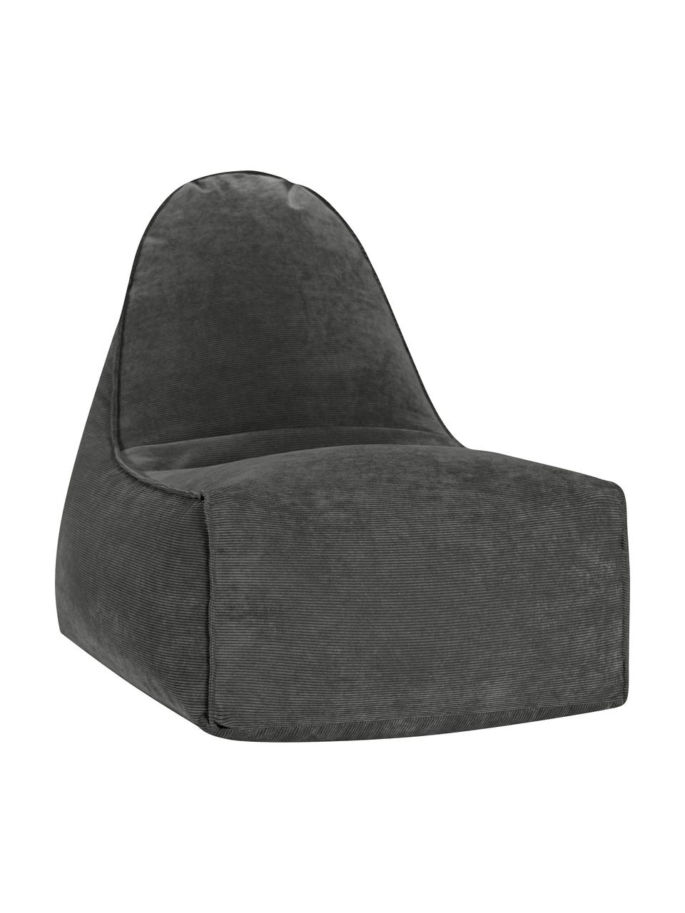 Pouf sacco in velluto a coste Cordone, Rivestimento: velluto a coste (96% poli, Manico: poliestere (similpelle), Antracite, Larg. 70 x Alt. 80 cm