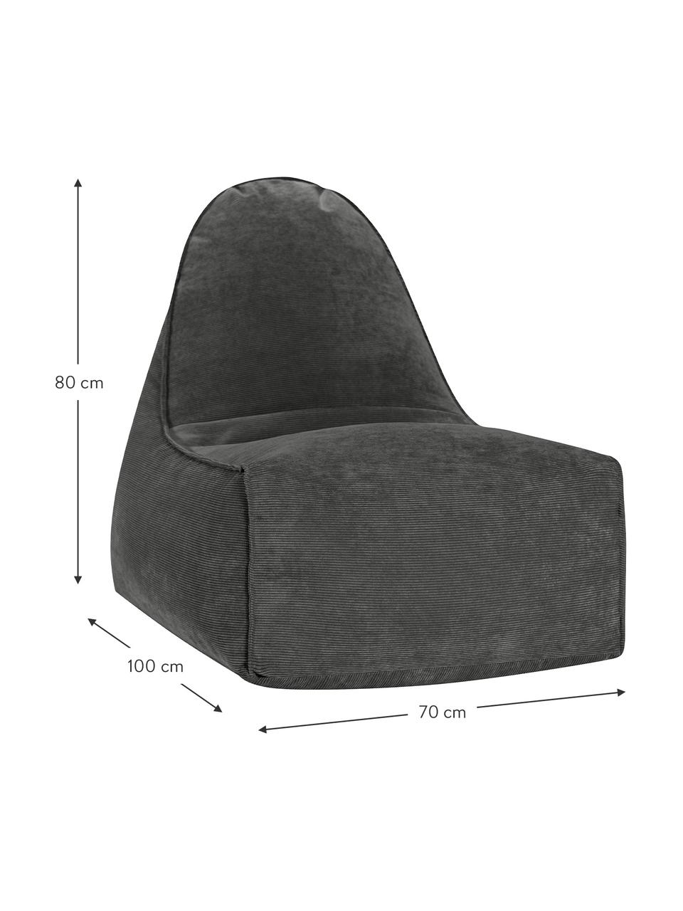 Fauteuil poire en velours côtelé Cordone, Anthracite