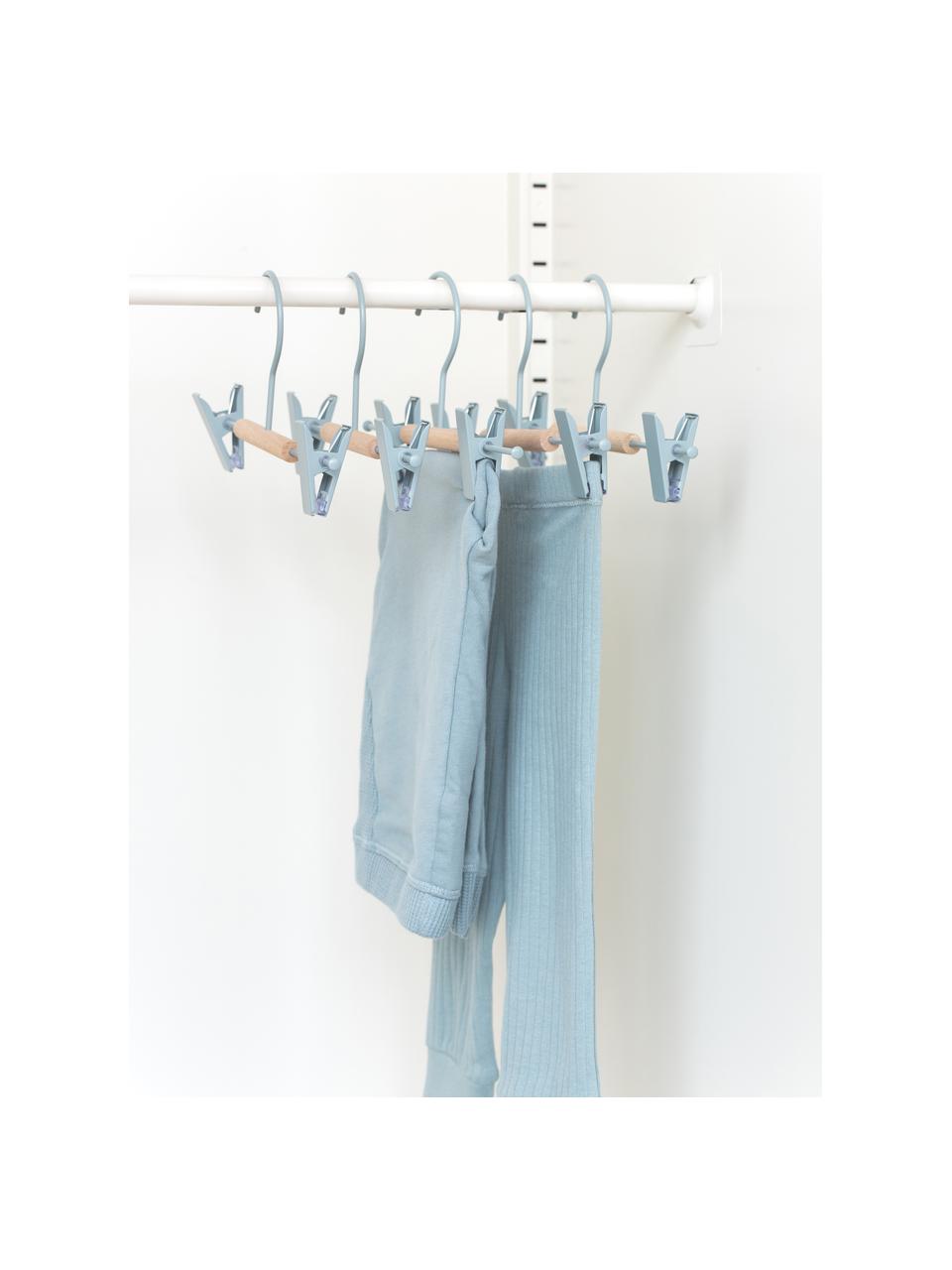 Cintres Kids Clip, 5 pièces, Bois, acier, revêtement par poudre, Bleu ciel, larg. 25 x haut. 12 cm