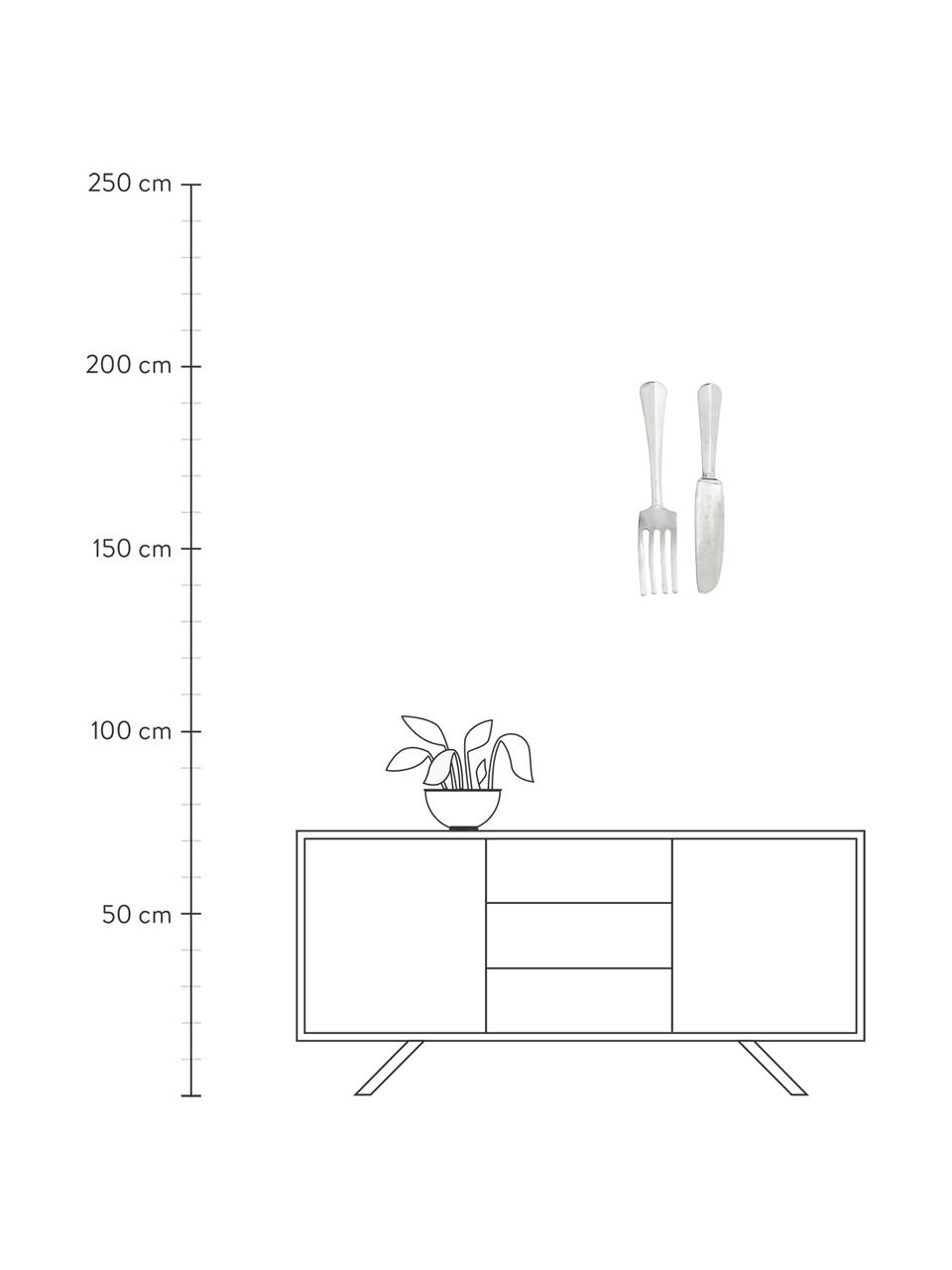 Komplet dekoracji ściennych z aluminium Cuddle, 2 elem., Aluminium, powlekany, Odcienie srebrnego, S 12 x W 59 cm