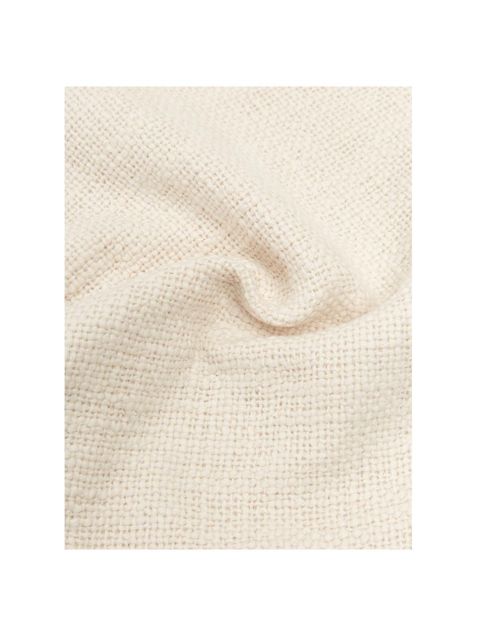 Housse de coussin blanc crème Penny, 100 % coton, Blanc crème, larg. 30 x long. 50 cm