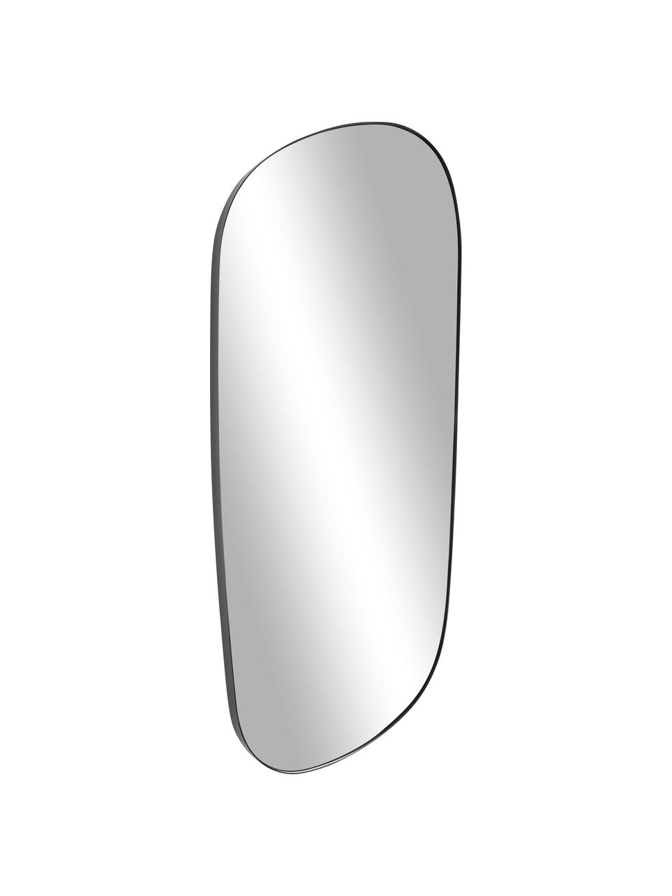 Specchio da parete moderno dalla forma curva Oiva, Retro: pannello di fibra a media, Superficie dello specchio: lastra di vetro, Nero, Larg. 75 x Alt. 150 cm