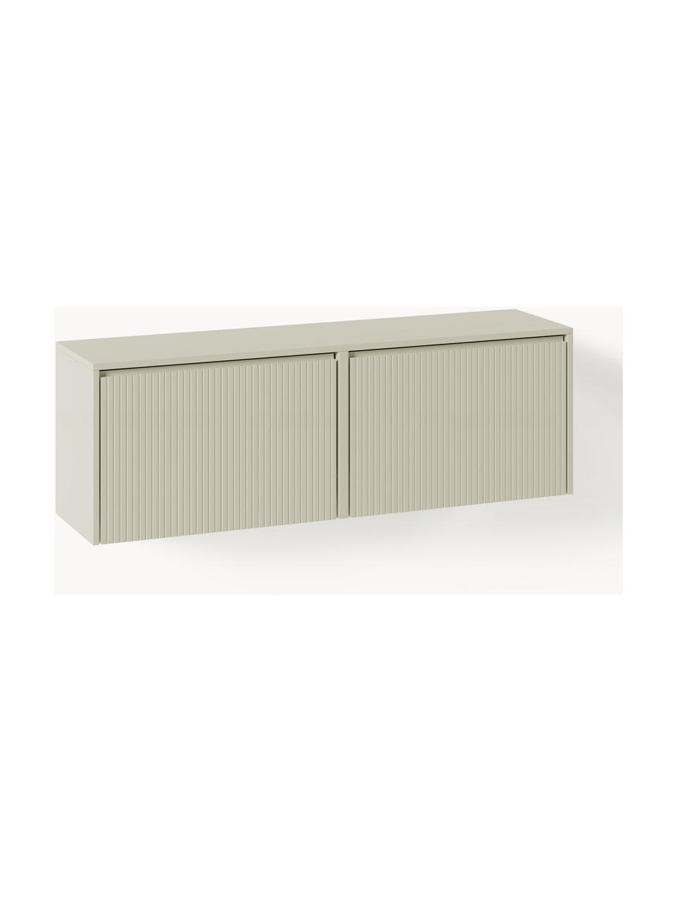 Wand-Schuhschrank Shea mit Klappfächern und geriffelter Front, Mitteldichte Holzfaserplatte (MDF), lackiert

Dieses Produkt wird aus nachhaltig gewonnenem, FSC®-zertifiziertem Holz gefertigt., Hellbeige, B 120 x H 40 cm