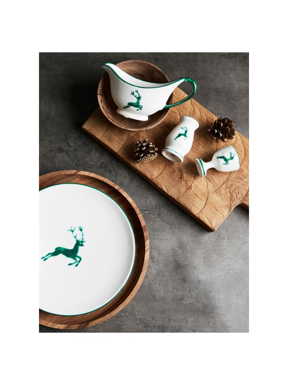 Ręcznie malowana pieprzniczka Gourmet Grüner Hirsch, Ceramika, Zielony, biały, S 4 x W 6 cm