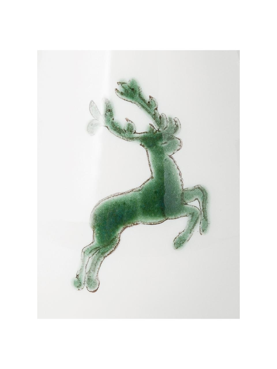Poivrière en céramique artisanale Cerf Vert Gourmet, Céramique, Vert, blanc, larg. 4 x haut. 6 cm