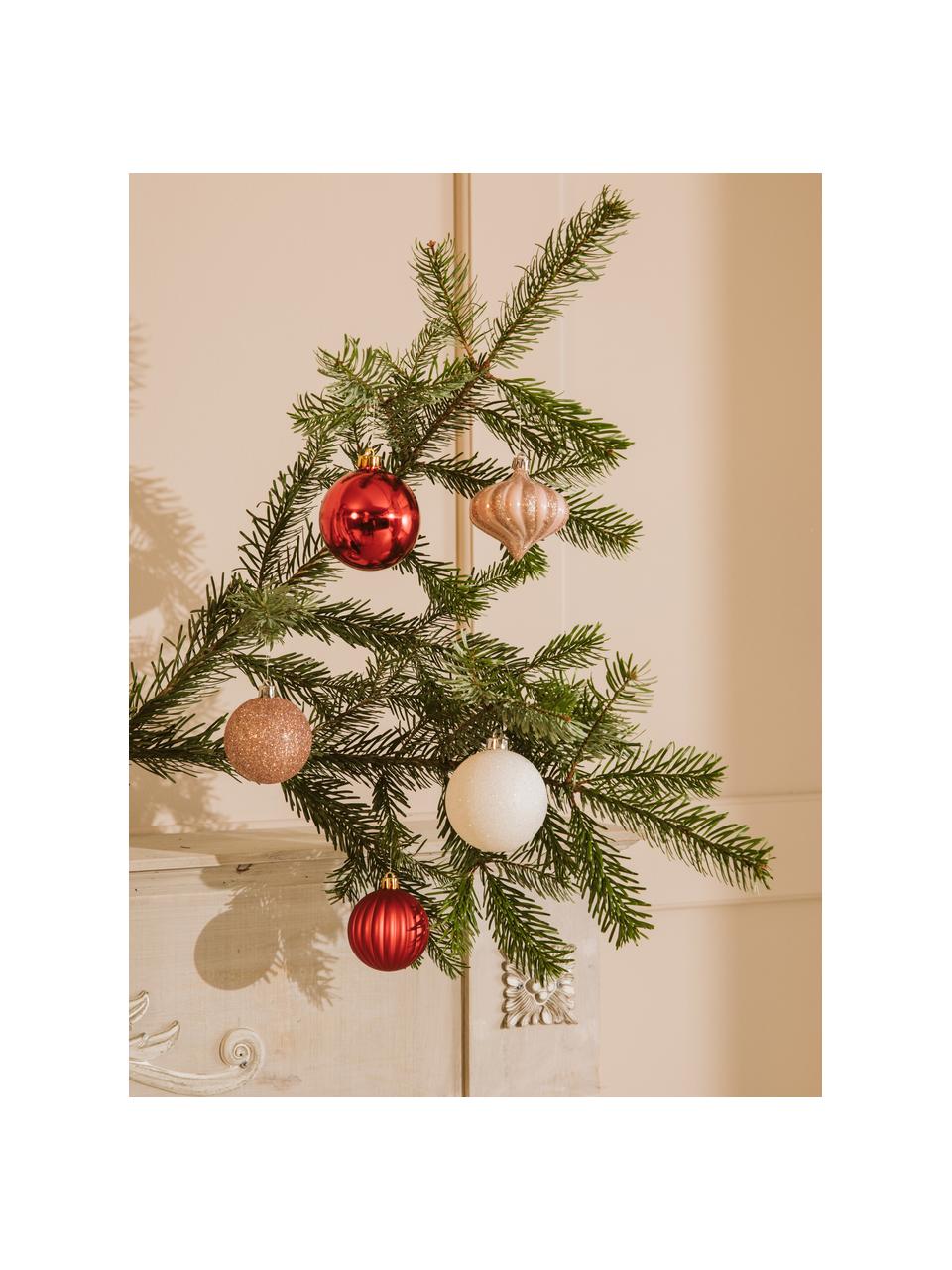 Bruchfestes Weihnachtskugel-Set Nip Ø 7 cm, 60-tlg., Rosa, Rot, Weiss, Silberfarben, Ø 7x H 7 cm
