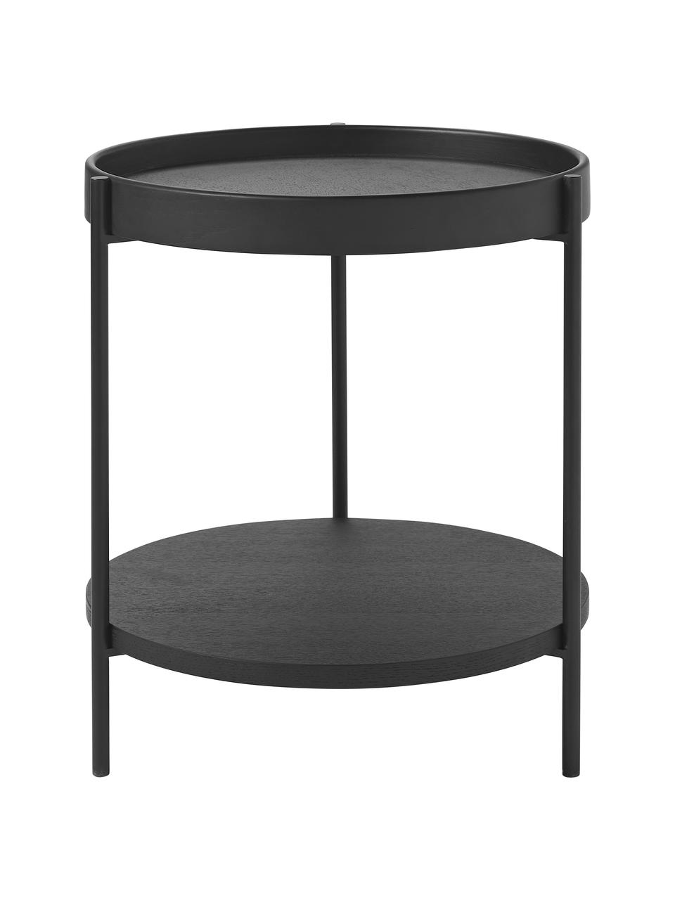 Tavolino in legno nero Renee, Ripiani: pannello di fibra a media, Struttura: metallo verniciato a polv, Nero, Ø 44 x Alt. 49 cm