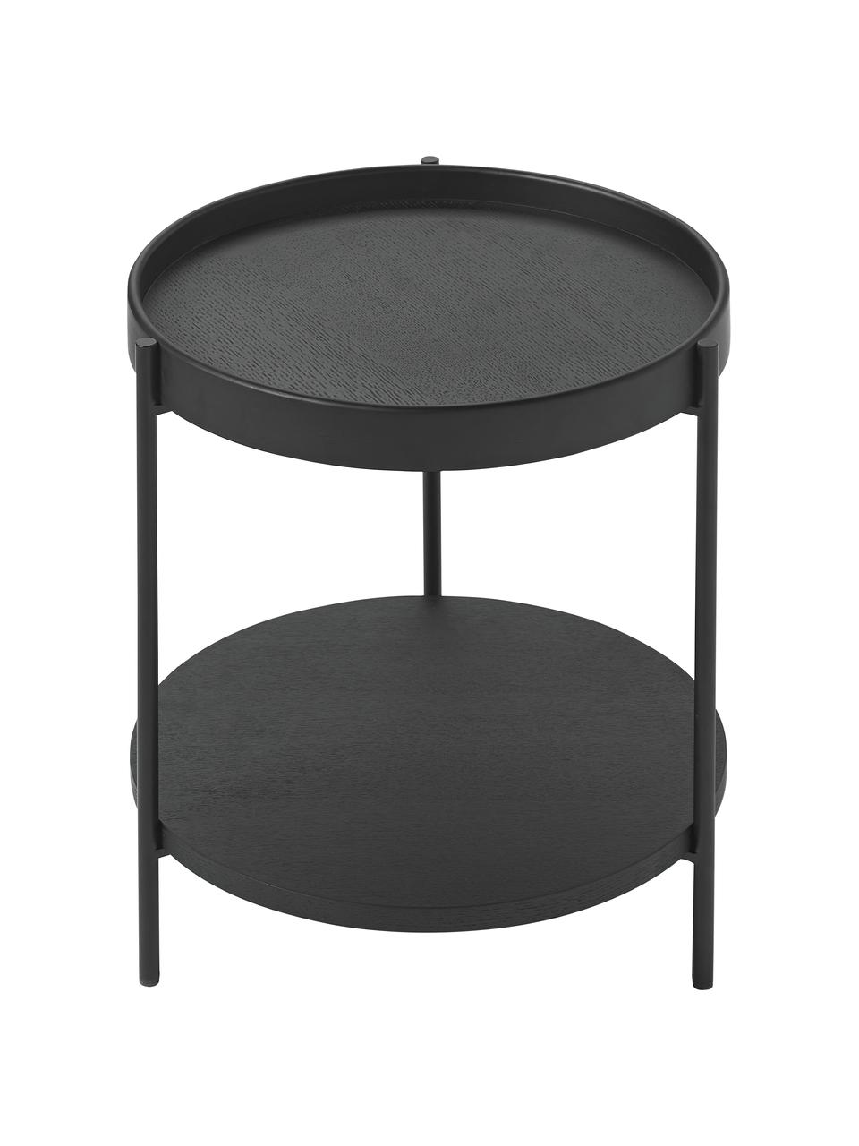 Stolik pomocniczy z drewna Renee, Blat: płyta pilśniowa średniej , Stelaż: metal malowany proszkowo, Czarny, Ø 44 x W 49 cm