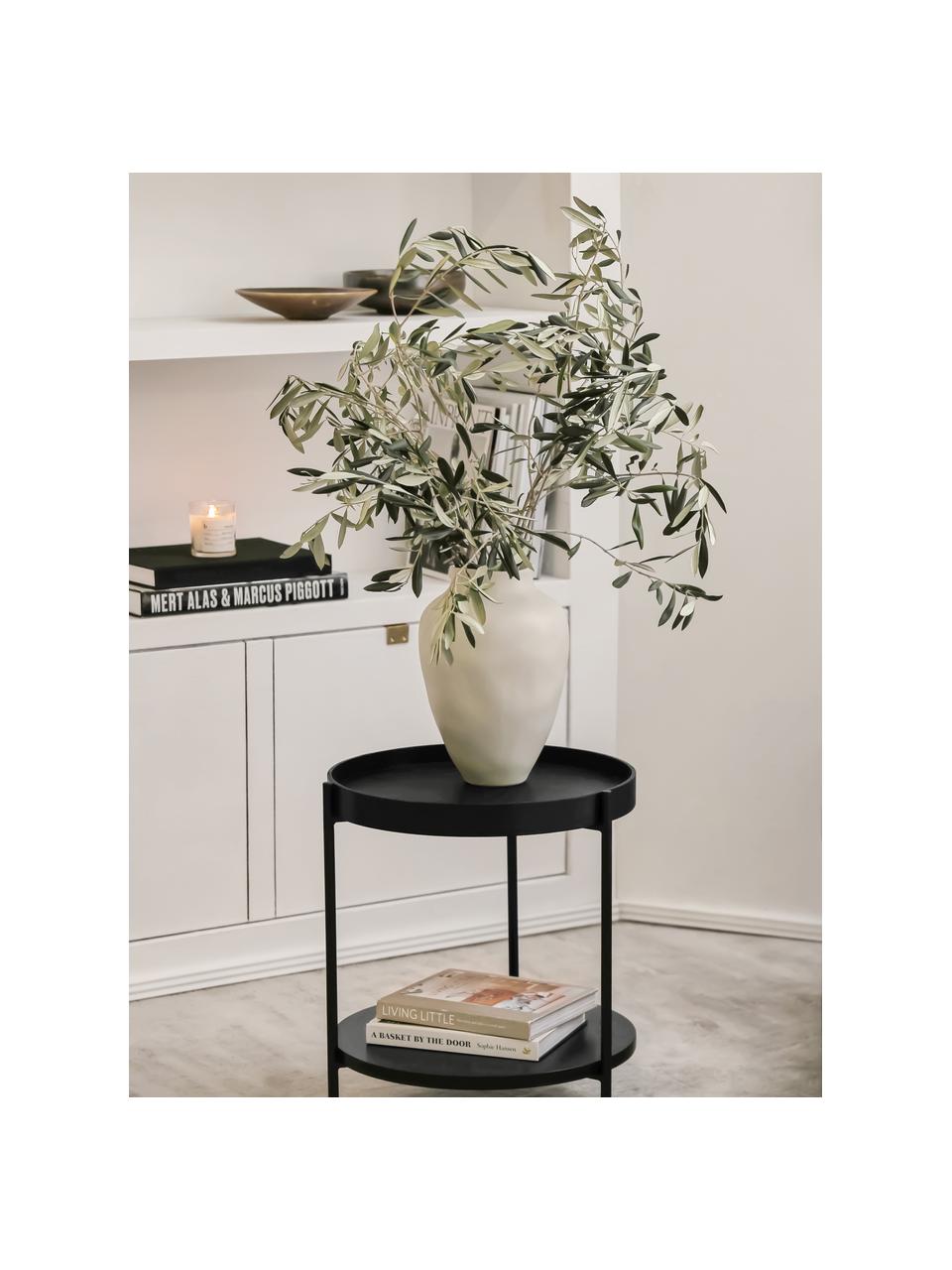 Table d'appoint ronde avec rangement Renee, Noir, Ø 44 x haut. 49 cm