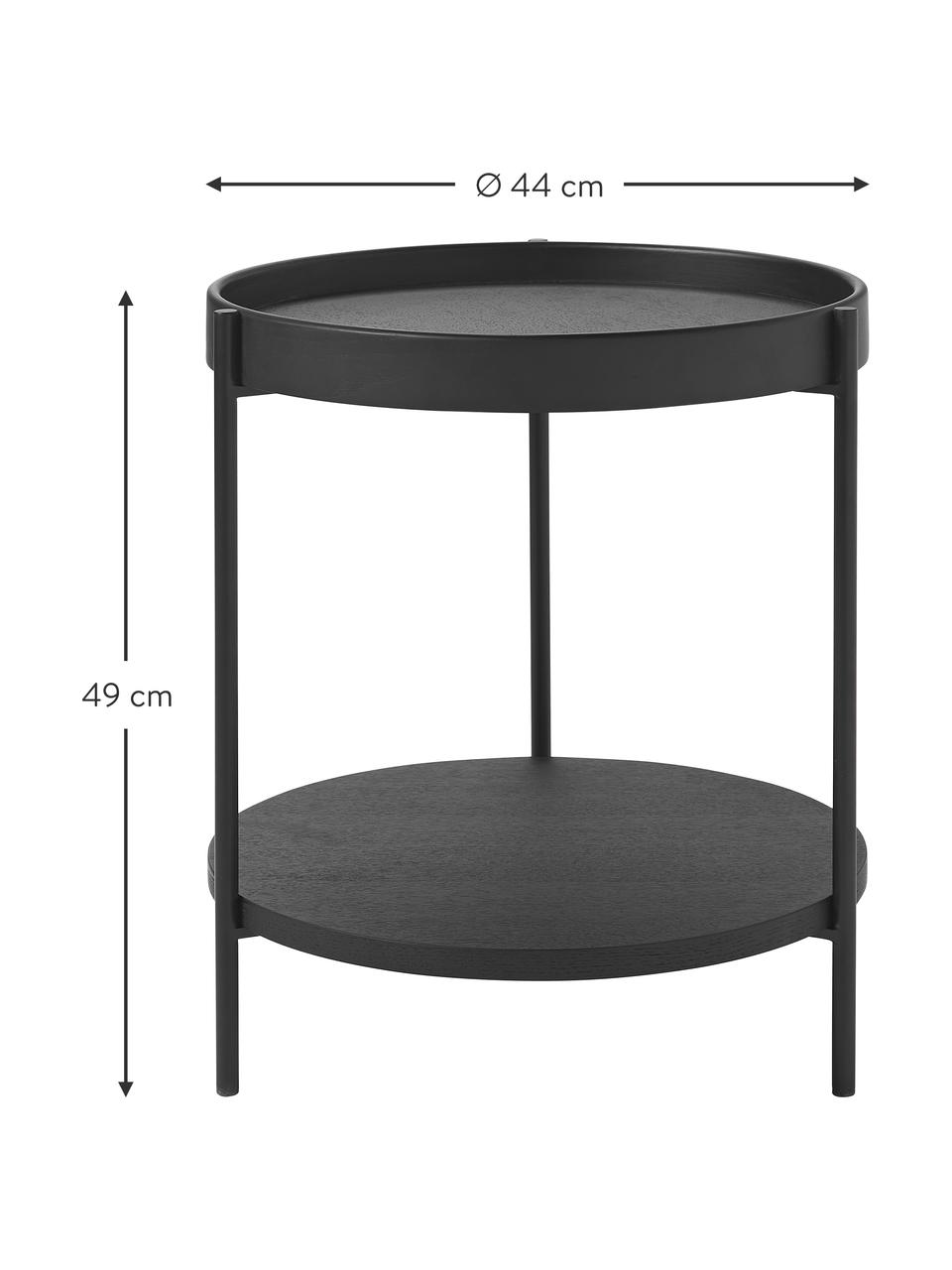Stolik pomocniczy z drewna Renee, Blat: płyta pilśniowa średniej , Stelaż: metal malowany proszkowo, Czarny, Ø 44 x W 49 cm
