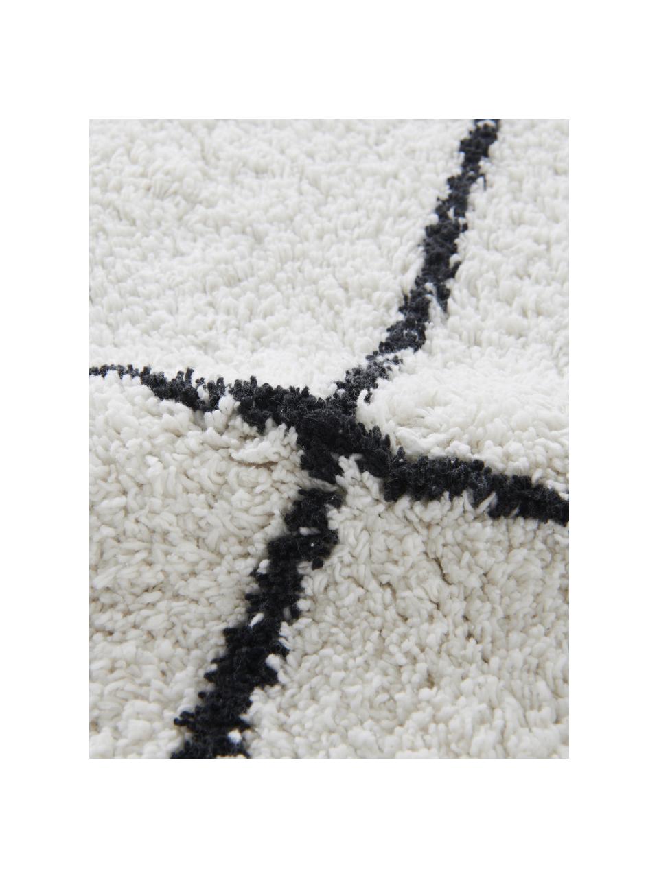 Alfombrilla de baño grande Lovi, 100% algodón, Blanco, negro, An 80 x L 120 cm