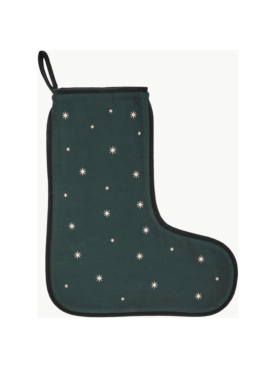 Chaussette de Noël en coton Gift, Coton, Vert foncé, larg. 37 x haut. 44 cm