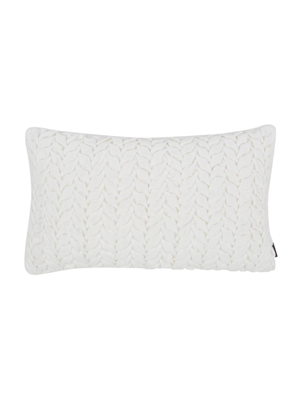 Poduszka z aksamitu z wypełnieniem Smock, Tapicerka: 100% aksamit bawełniany, Biały, S 30 x D 50 cm