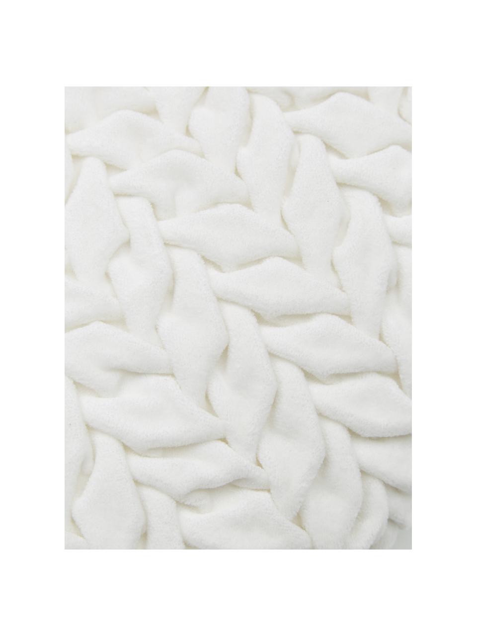 Samt-Kissen Smock in Weiss mit geraffter Oberfläche, mit Inlett, Bezug: 100% Baumwollsamt, Weiss, 30 x 50 cm