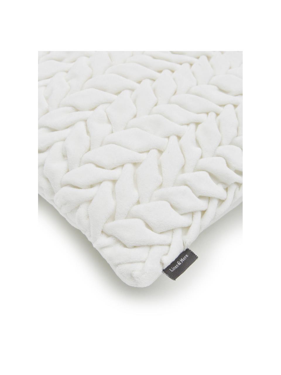 Coussin rectangulaire velours Smock, Blanc