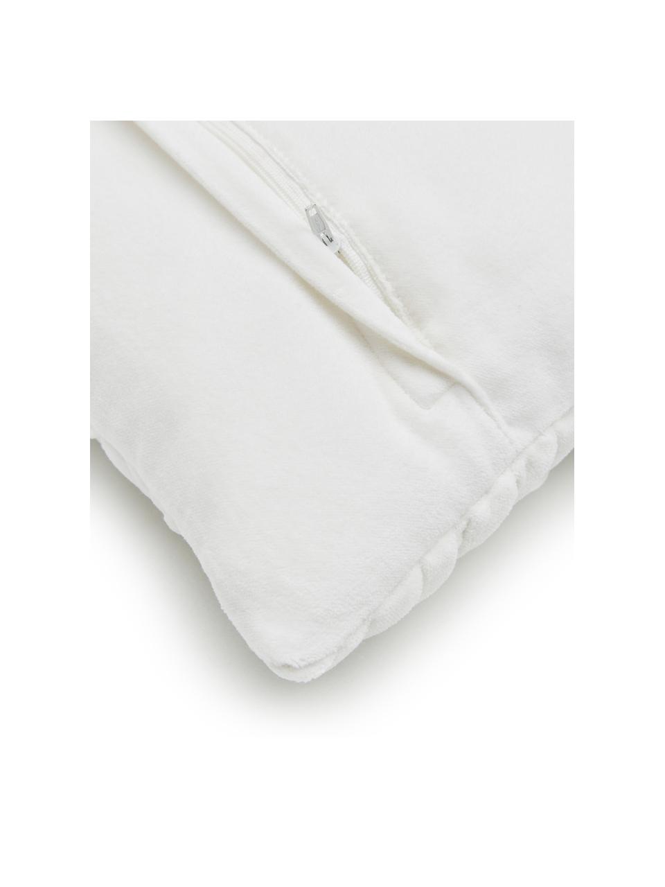 Coussin rectangulaire velours Smock, Blanc