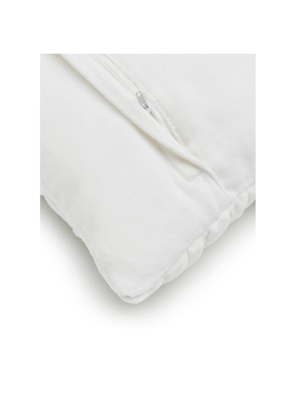 Cuscino in velluto bianco con imbottitura Smock, Rivestimento: 100% velluto di cotone, Bianco, Larg. 30 x Lung. 50 cm