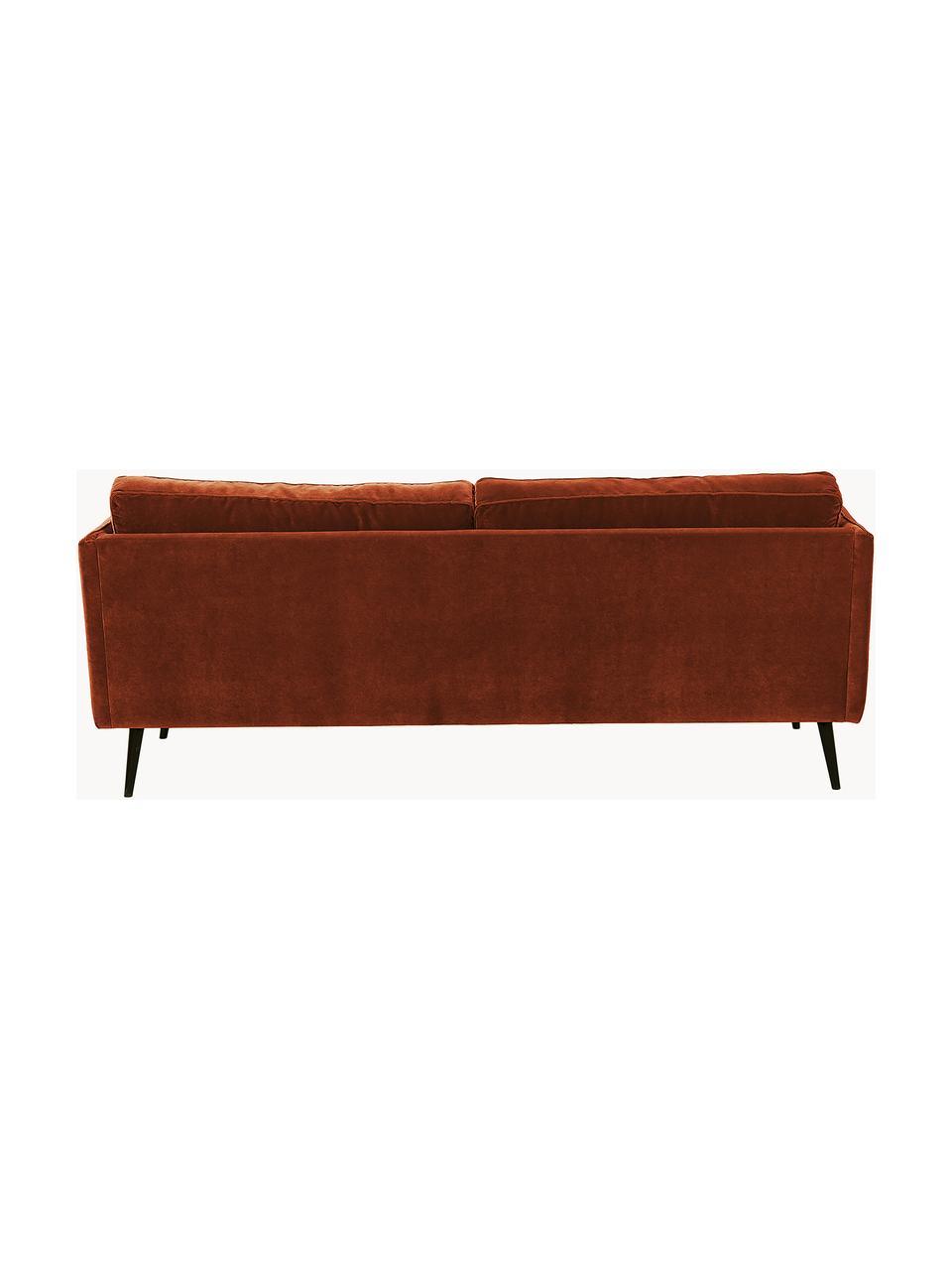 Samt-Sofa Paola (3-Sitzer) mit Holz-Füssen, Bezug: Samt (Polyester) Der stra, Gestell: Massives Fichtenholz, Spa, Samt Rostrot, B 209 x T 95 cm