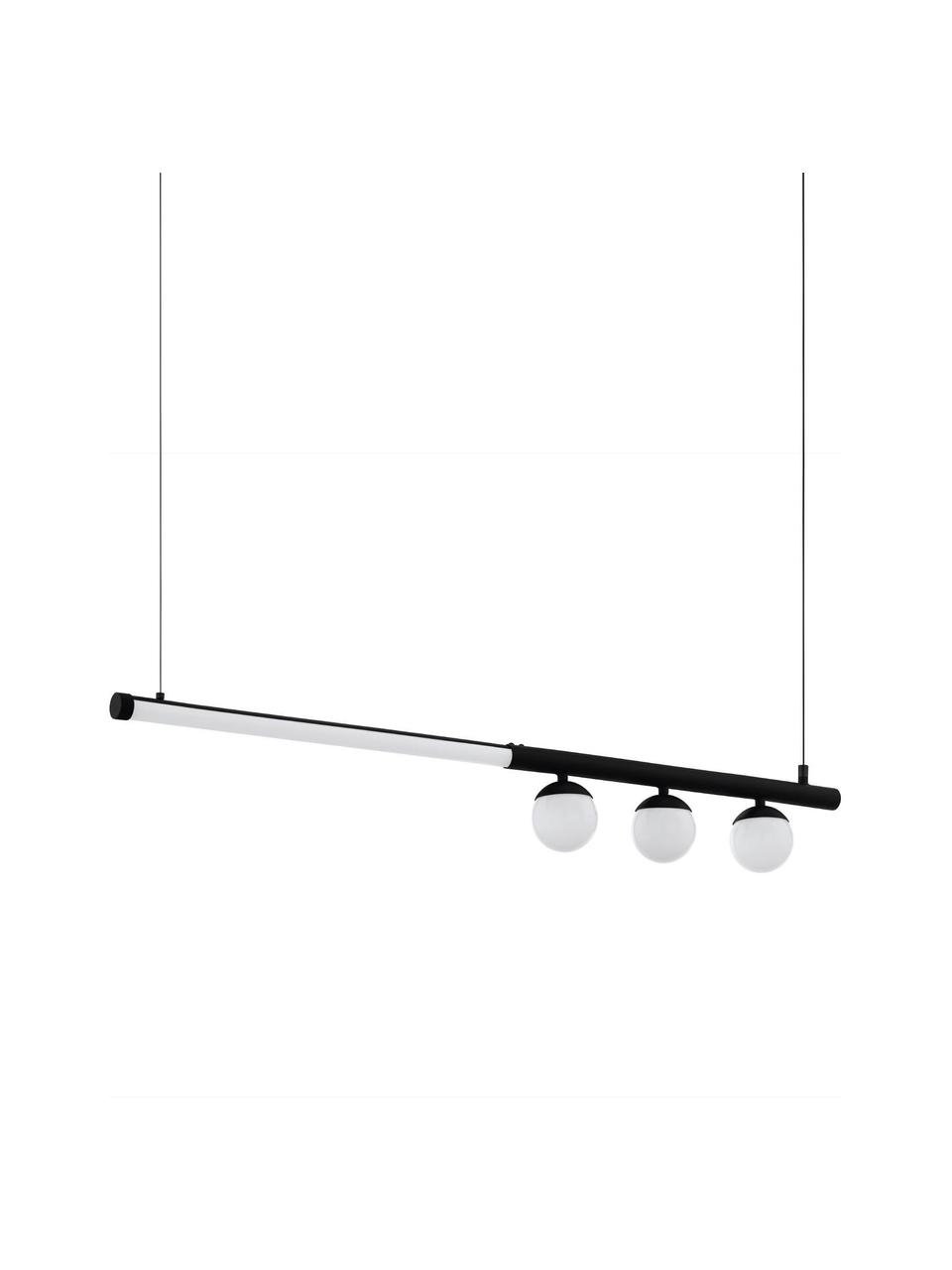 Grote LED hanglamp Phianeros, Lampenkap: kunststof, Baldakijn: gecoat metaal, Wit, zwart, 100 x 120 cm