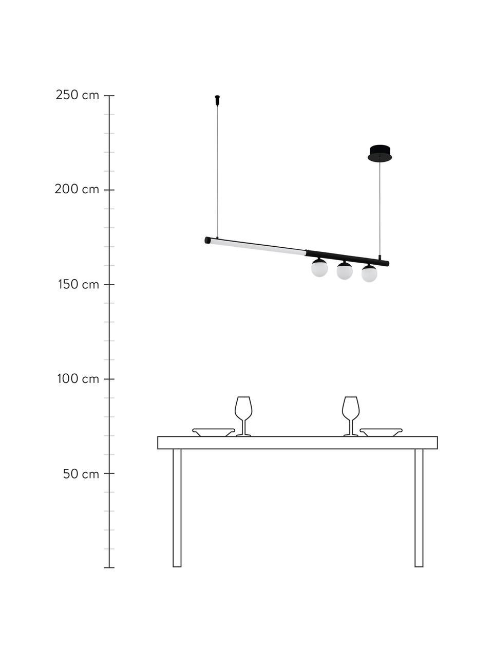 Große LED-Pendelleuchte Phianeros, Lampenschirm: Kunststoff, Baldachin: Metall, beschichtet, Weiß, Schwarz, 100 x 120 cm