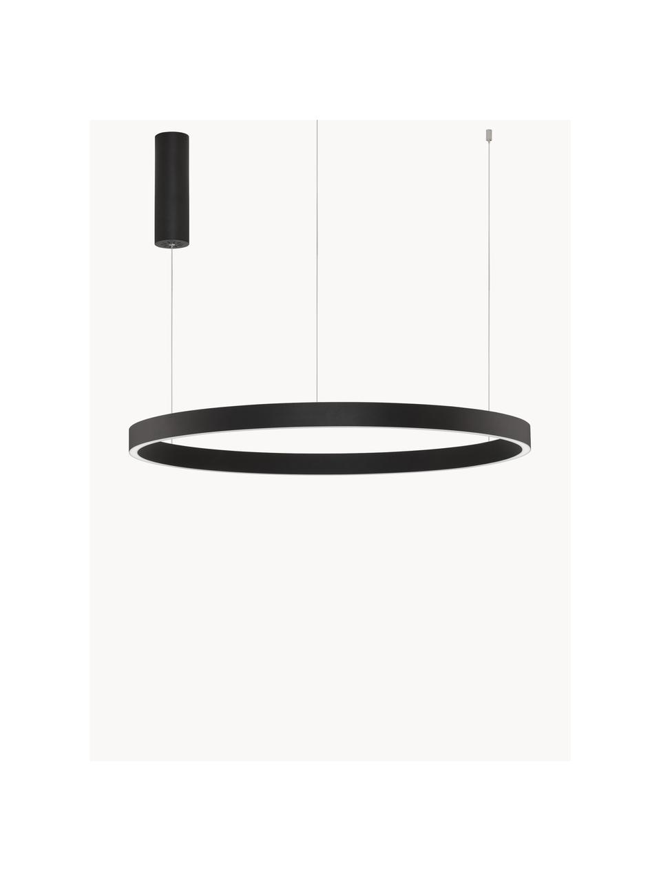 Grote dimbare LED hanglamp Elowen, verschillende formaten, Diffuser: acrylglas, Zwart, Ø 80 x H 5 cm