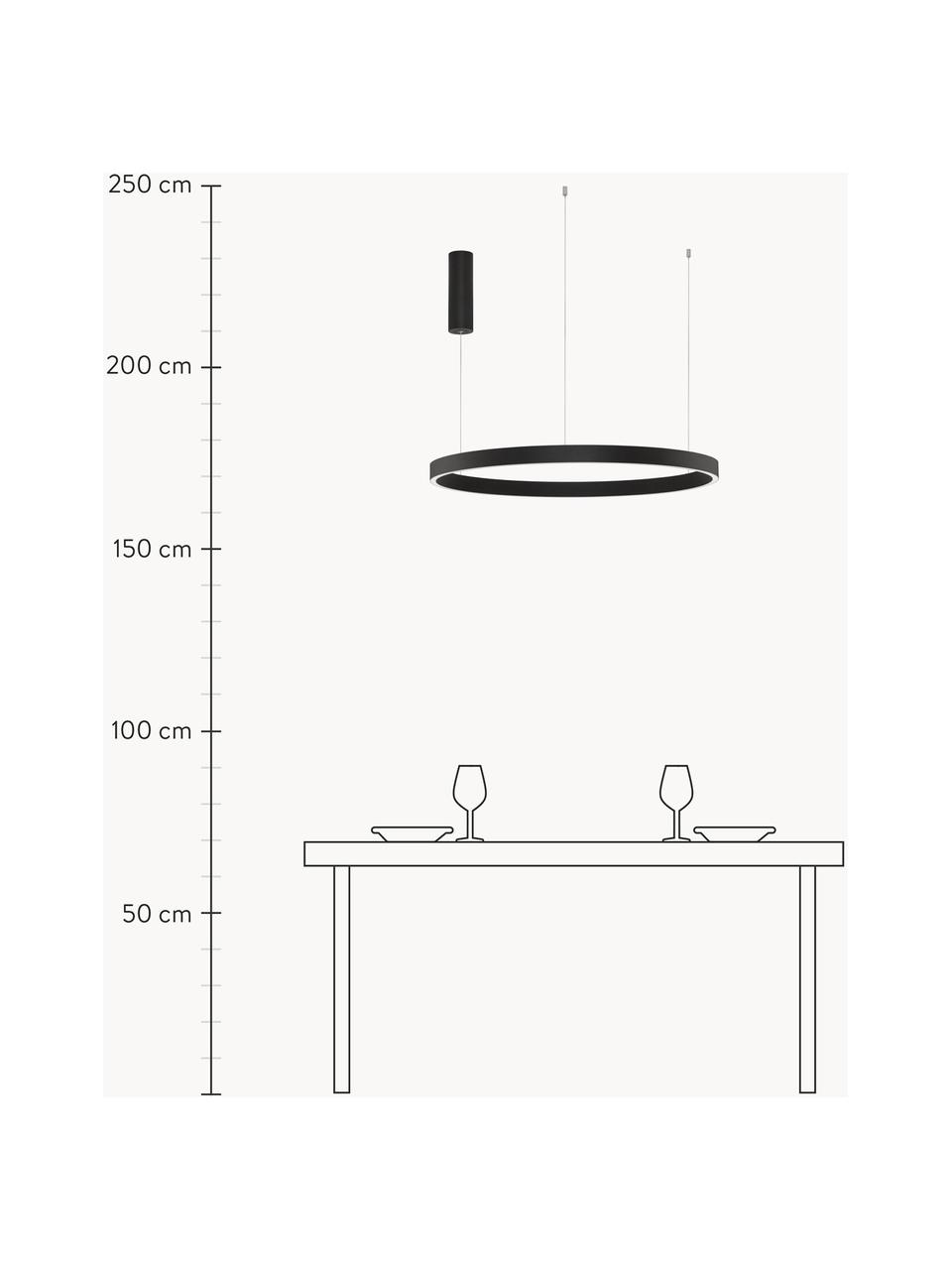 Grote dimbare LED hanglamp Elowen, verschillende formaten, Diffuser: acrylglas, Zwart, Ø 80 x H 5 cm