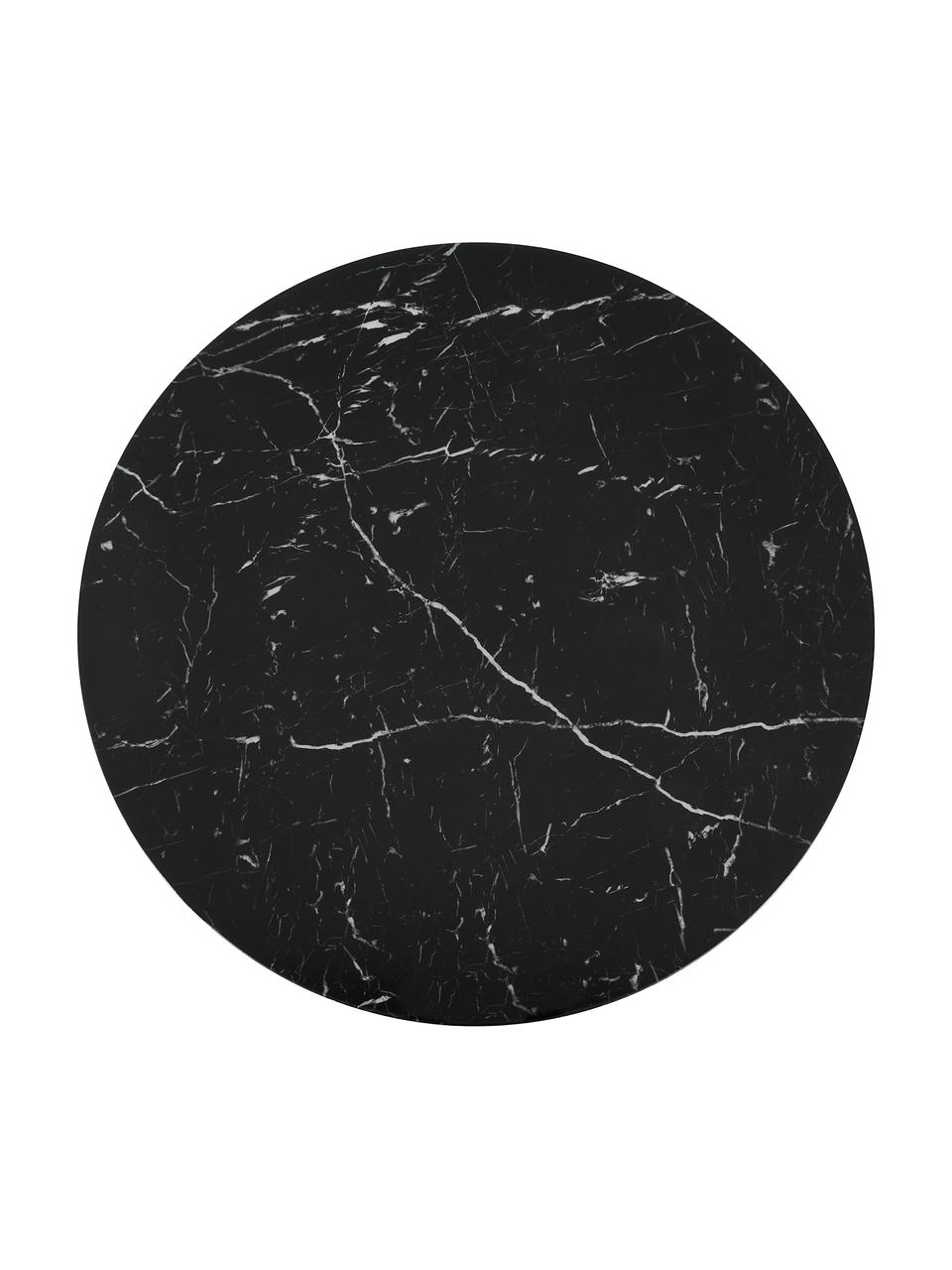 Okrągły stół do jadalni o wyglądzie marmuru Karla, Blat: płyta pilśniowa średniej , Czarny z imitacją marmuru, Ø 90 x W 75 cm
