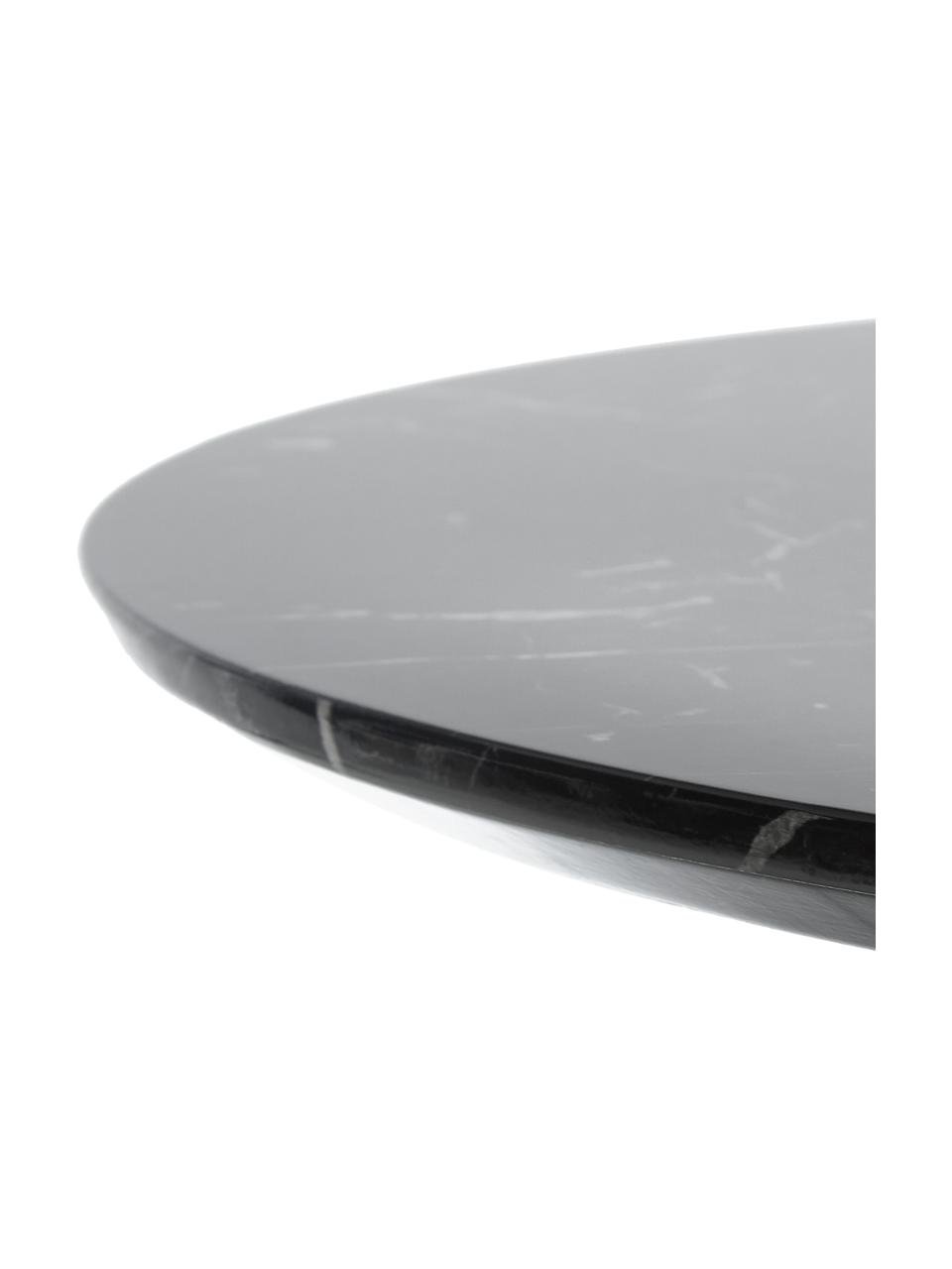 Okrągły stół do jadalni o wyglądzie marmuru Karla, Blat: płyta pilśniowa średniej , Czarny z imitacją marmuru, Ø 90 x W 75 cm
