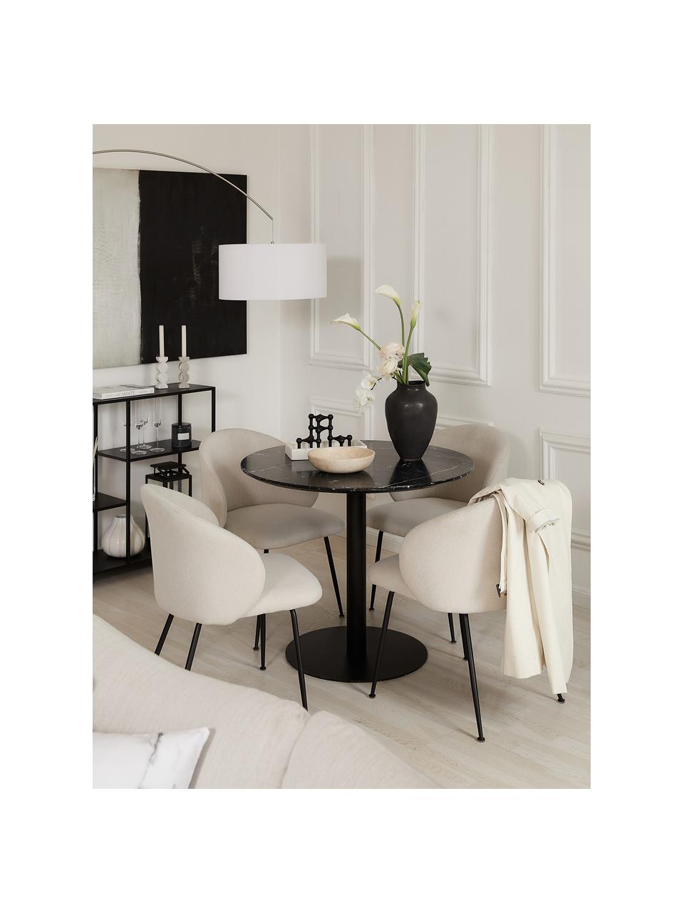 Table ronde aspect marbre Karla, Ø 90 cm, Noir, marbré, Ø 90 x haut. 75 cm