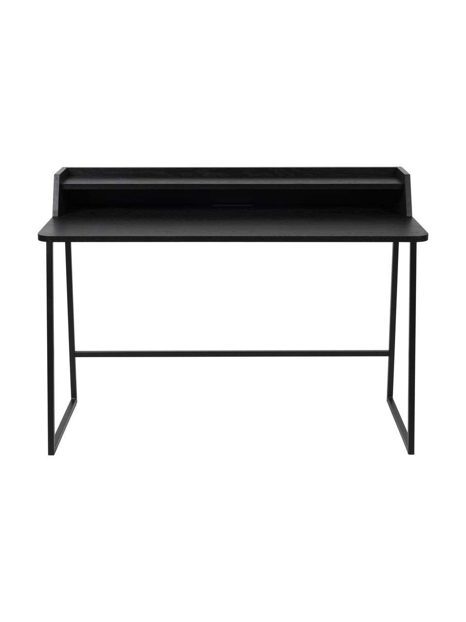 Schreibtisch Giorgio aus Holz und Metall, Gestell: Metall, pulverbeschichtet, Holz, schwarz lackiert, B 120 x T 60 cm