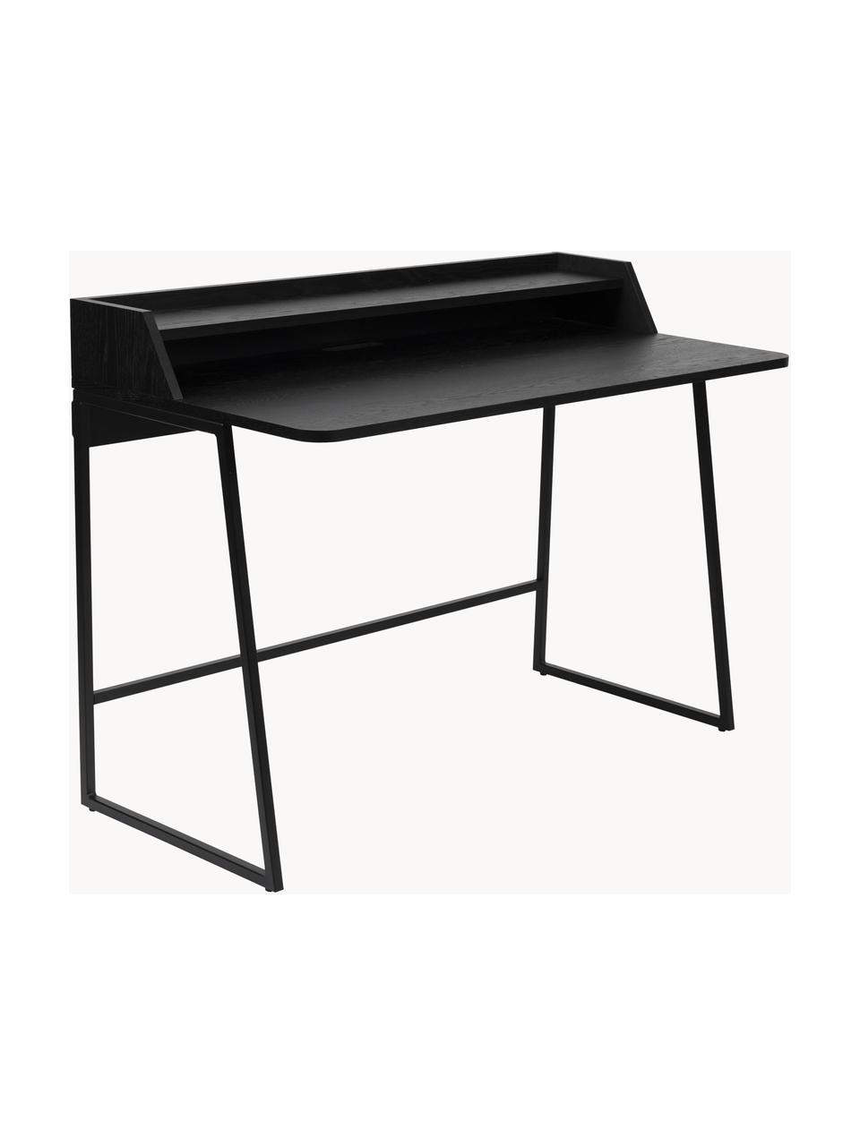 Bureau Giorgio van hout en metaal, Frame: gepoedercoat metaal, Zwart, B 120 x D 60 cm