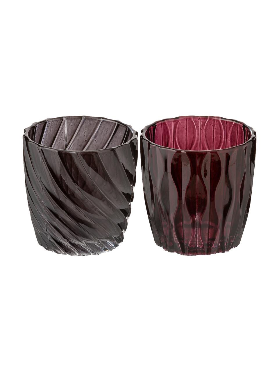 Teelichthalter-Set Jasmina, 2-tlg., Glas, lackiert, Rot, Braun, Je Ø 7 x H 7 cm