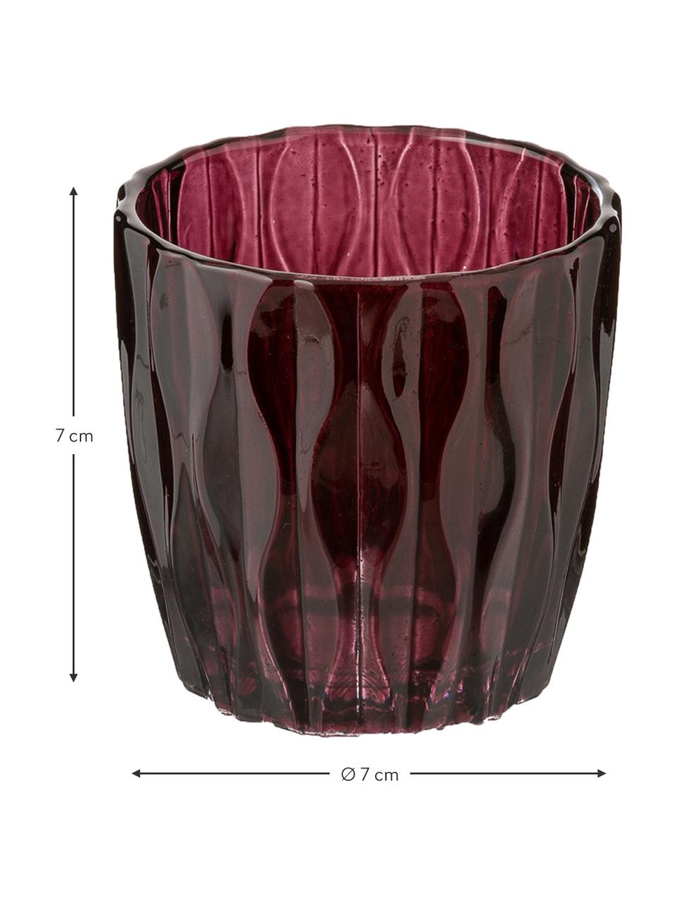 Waxinelichthouderset Jasmina, 2-delig, Gelakt glas, Rood, bruin, Alle Ø 7 x H 7 cm