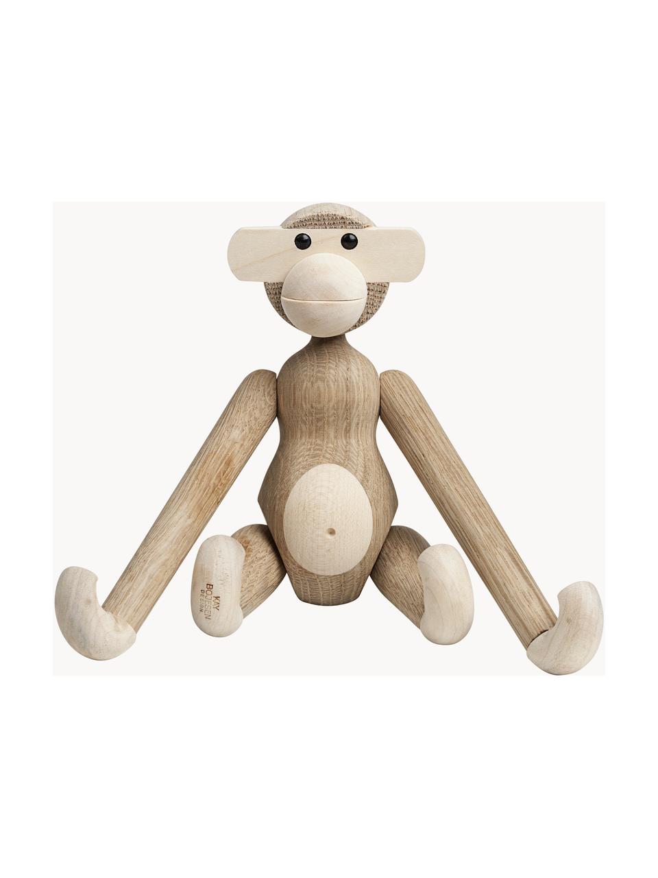 Handgefertigtes Deko-Objekt Monkey aus Eichenholz, H 19 cm, Eichenholz, Ahornholz, lackiert, FSC-zertifiziert, Eichenholz, Ahornholz, B 20 x H 19 cm