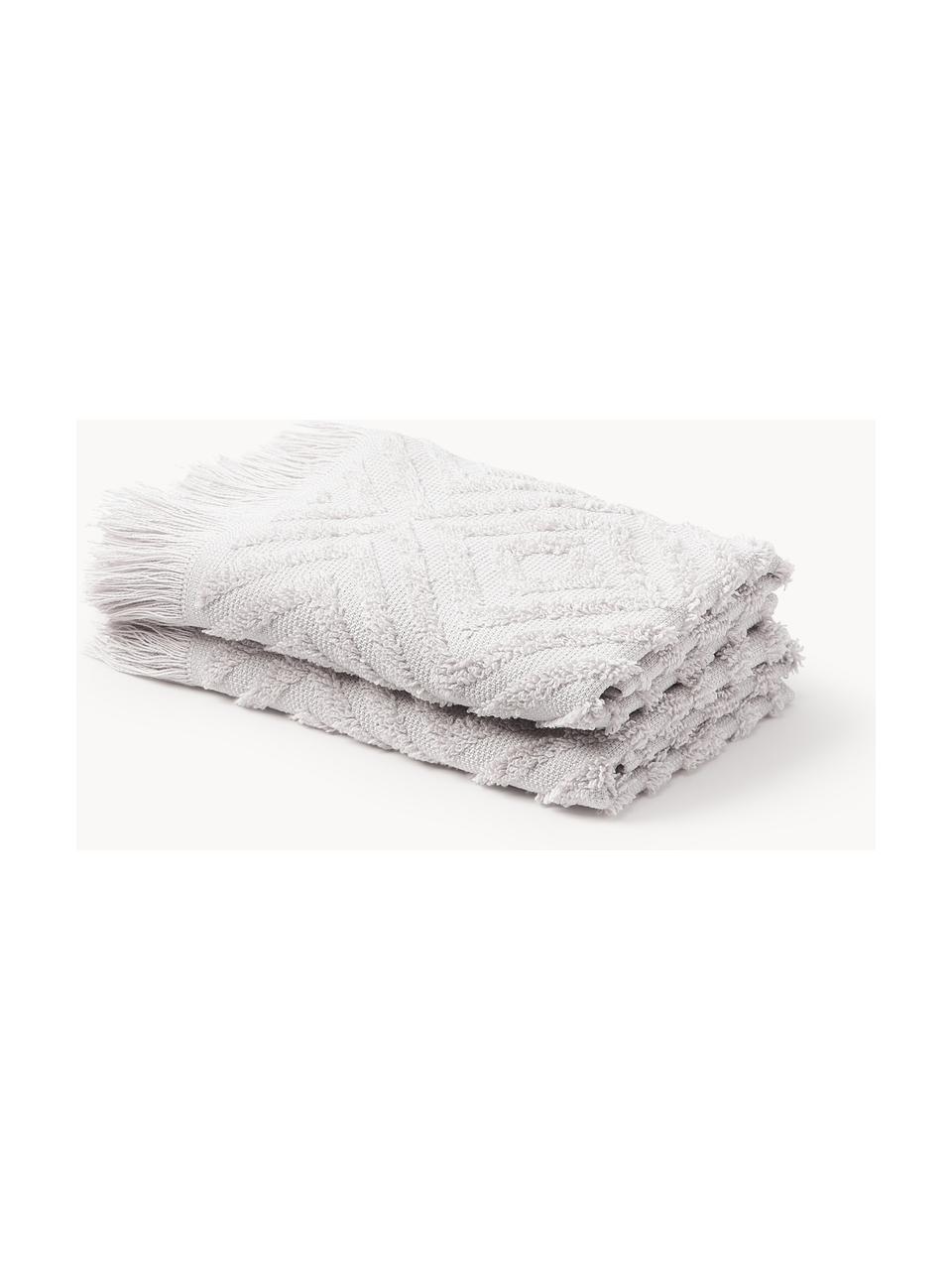 Ručník se strukturovaným vzorem Jacqui, různé velikosti, Světle šedá, XS ručník pro hosty, Š 30 cm, D 30 cm, 2 ks