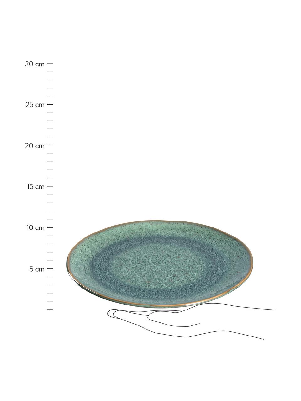 Snídaňový talíř s barevným přechodem a hrbolky Matera, 6 ks, Keramika, Zelená, Ø 23 cm, V 2 cm
