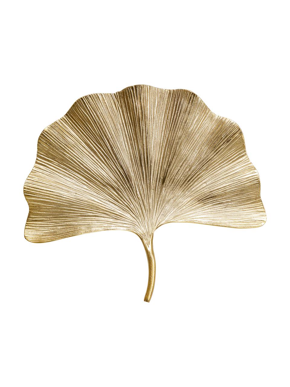 Wandobject Ginkgo Leaf, Vernikkeld aluminium, Goudkleurig, B 50 x H 44 cm