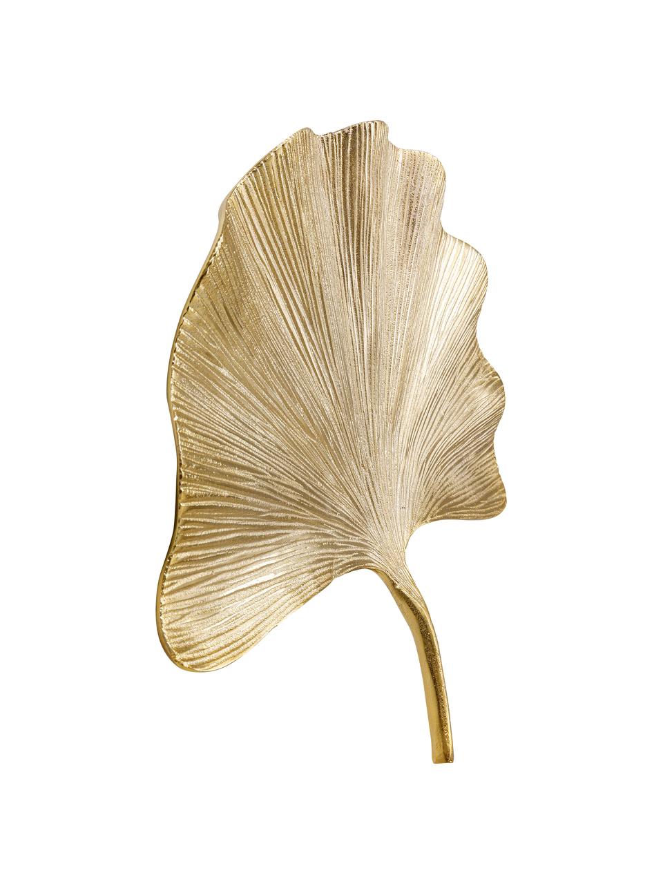 Wandobject Ginkgo Leaf, Vernikkeld aluminium, Goudkleurig, B 50 x H 44 cm