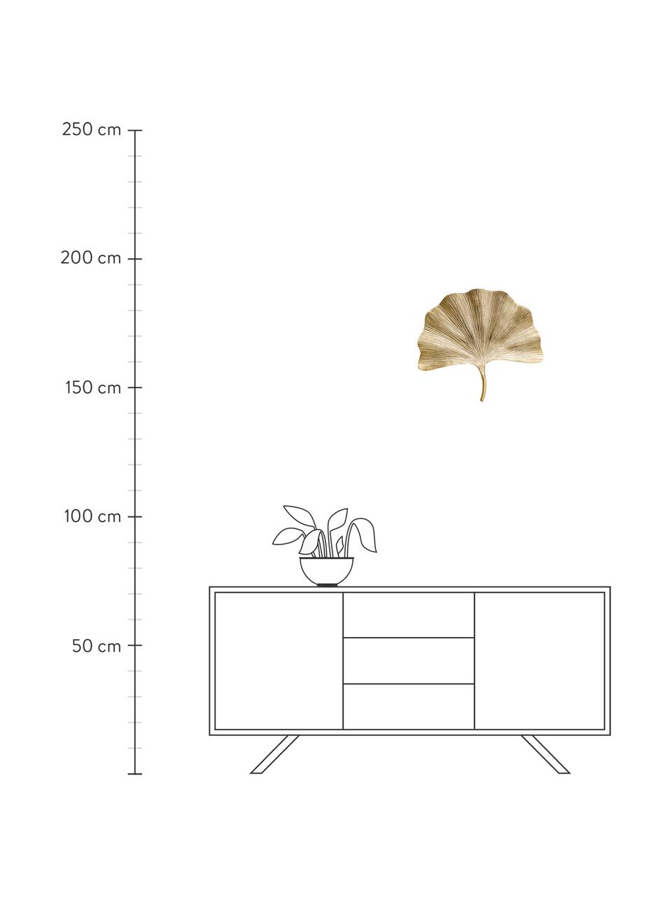 Decorazione da parete Ginkgo Leaf, Alluminio, zincato, Dorato, Larg. 50 x Alt. 44 cm