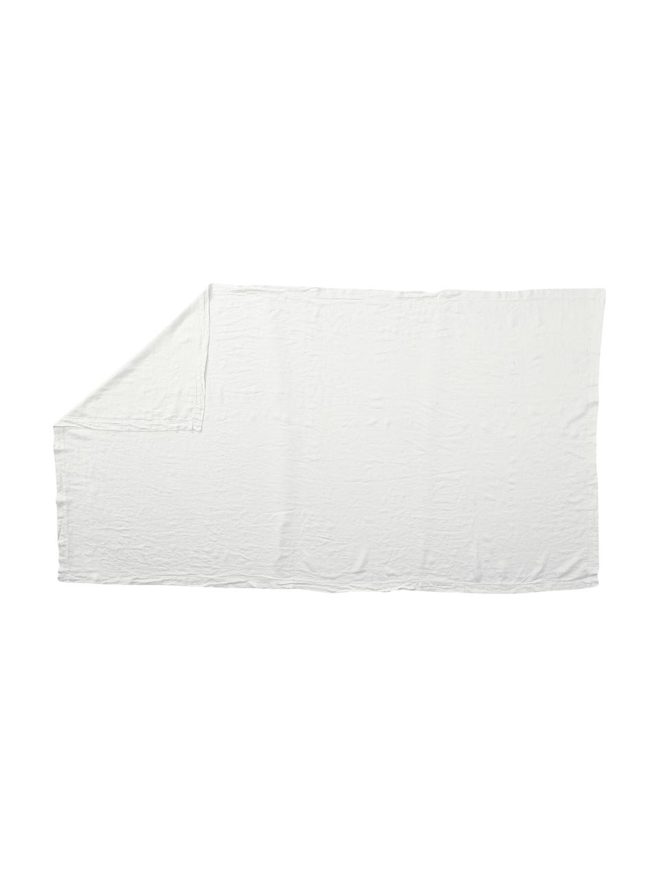 Nappe pur lin blanc Duk, 100 % pur lin, Blanc, Pour 6 à 10 pers. (larg. 135 x long. 250 cm)