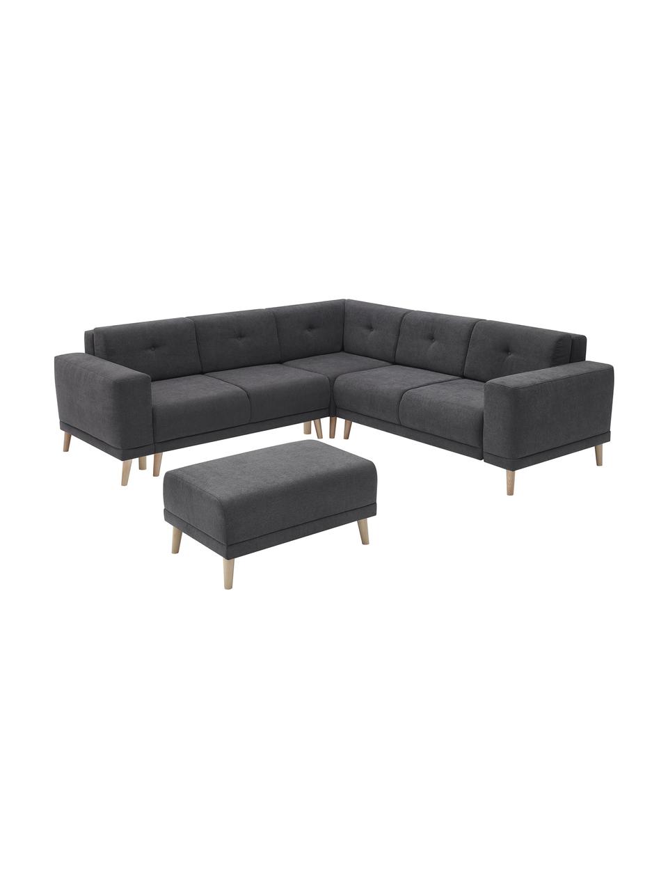 Sofa narożna z funkcją spania Luna, Tapicerka: 100% aksamit poliestrowy, Nogi: metal lakierowany, Ciemny szary, S 260 x G 260 cm