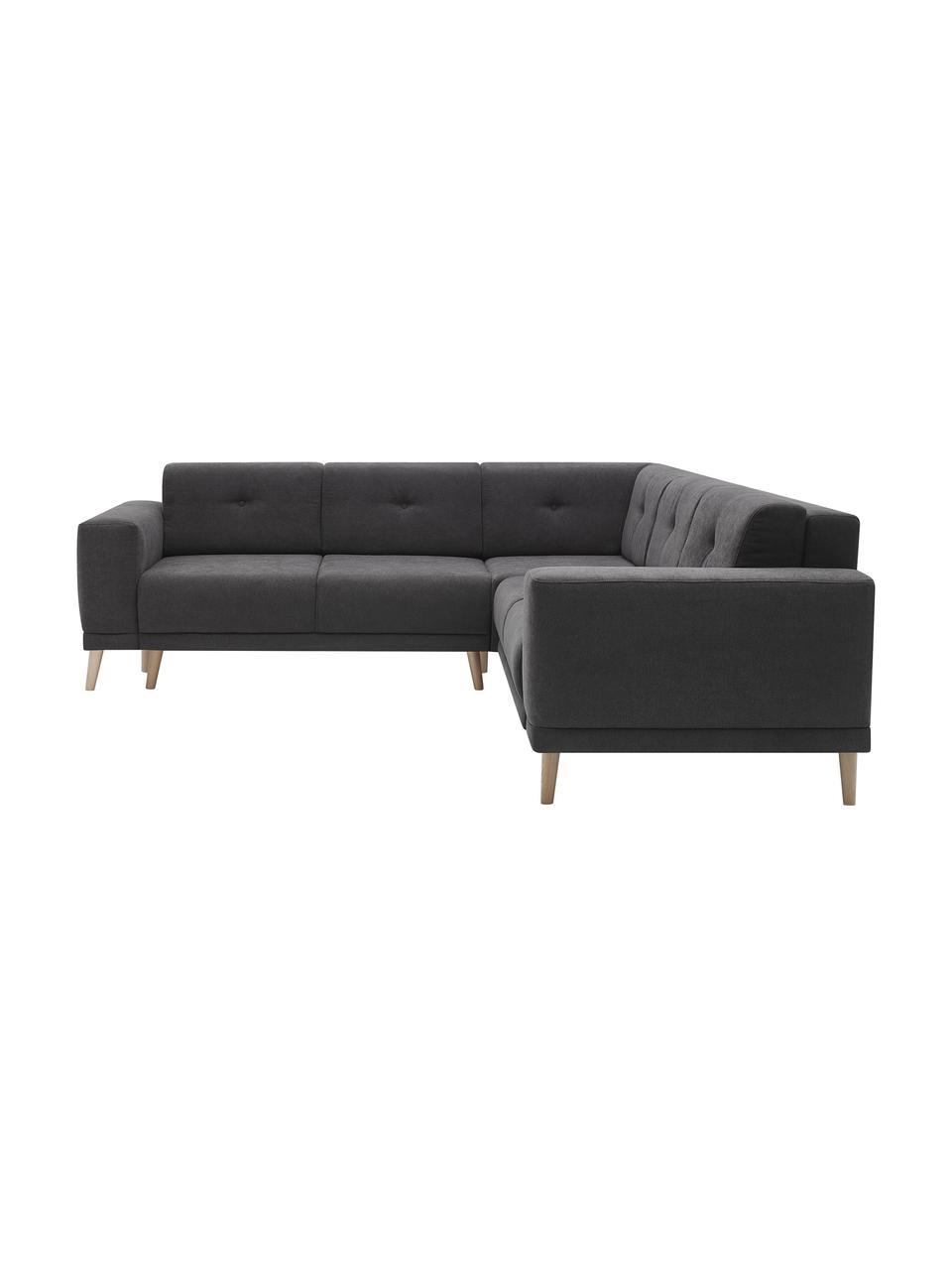 Sofa narożna z funkcją spania Luna, Tapicerka: 100% aksamit poliestrowy, Nogi: metal lakierowany, Ciemny szary, S 260 x G 260 cm